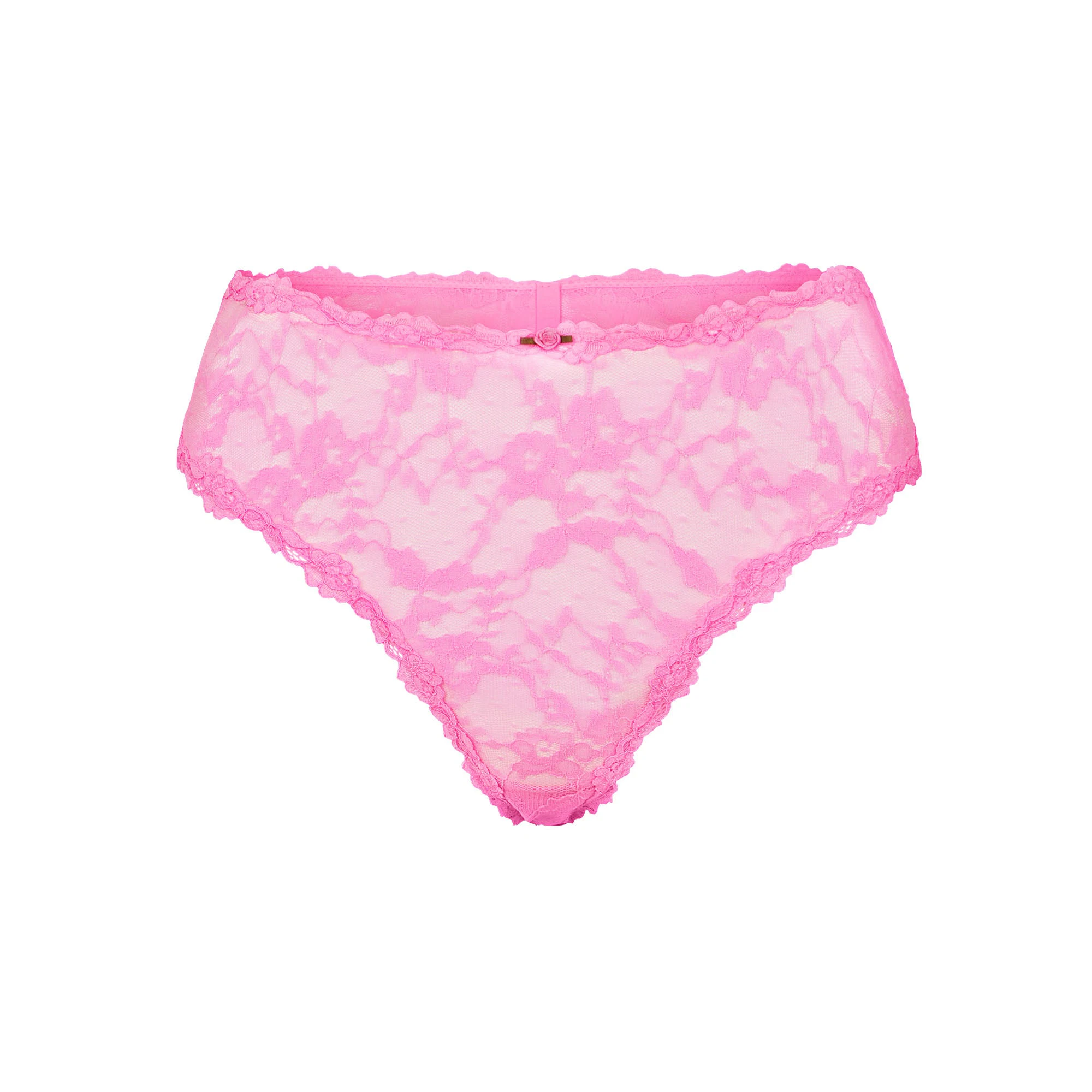 STRETCH LACE BRIEF | SUGAR PINK FLAT ON A WHITE BACKGROUND | FLT