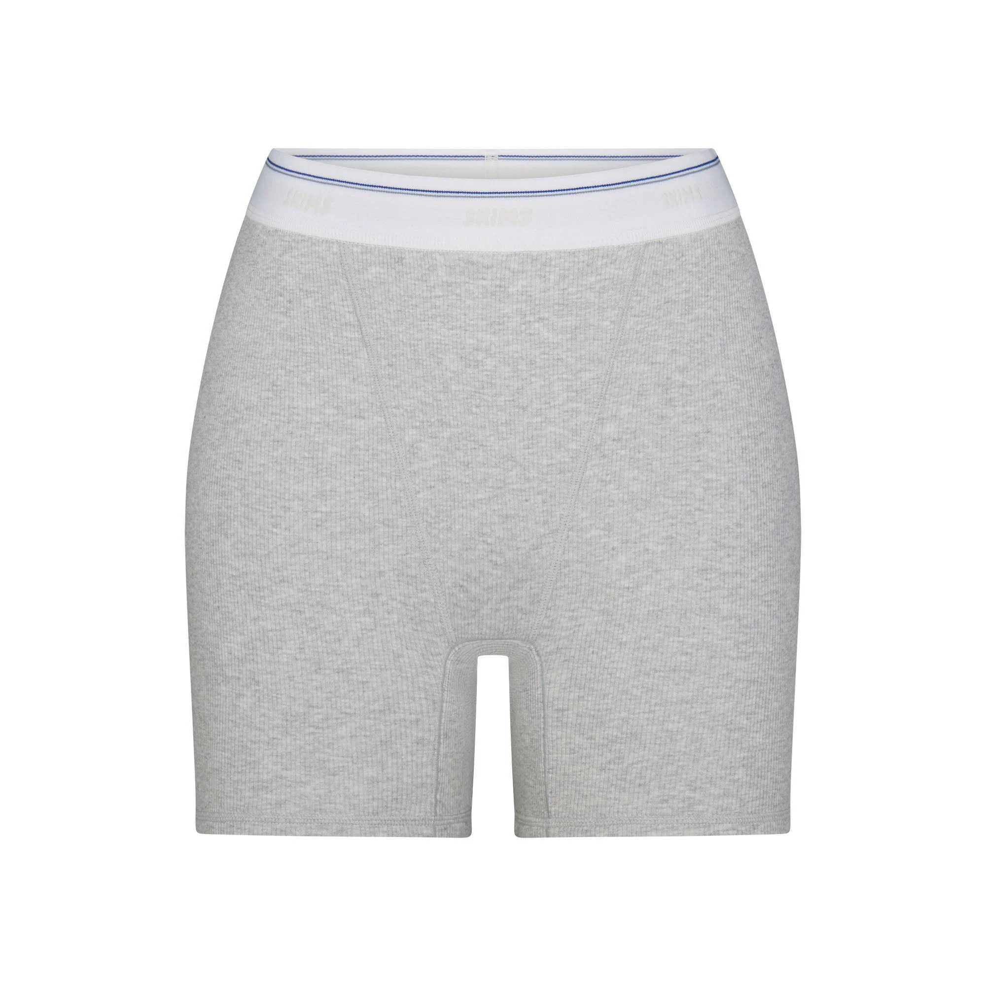 COTTON RIB BOXER | LIGHT HEATHER GREY STRIPE (BOXERS, BOTTOMS) FLAT ON A WHITE BACKGROUND | FLT