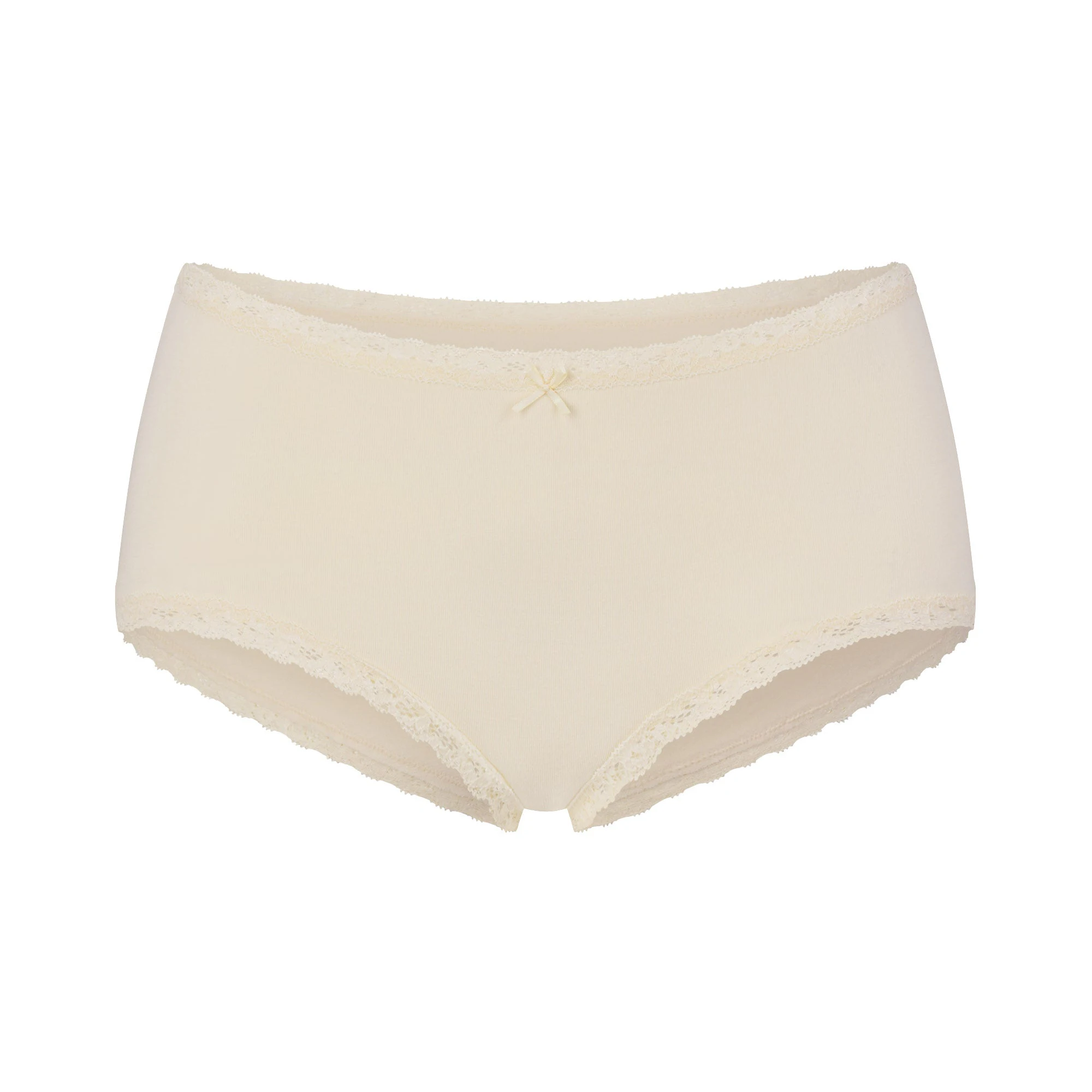 LIGHTWEIGHT COTTON LACE BOY SHORT | BUTTER TONAL FLAT ON A WHITE BACKGROUND | FLT