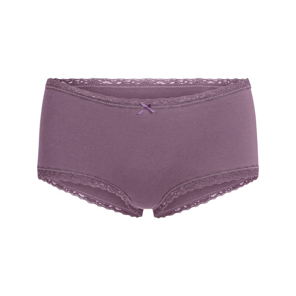 LIGHTWEIGHT COTTON LACE BOY SHORT | FIG TONAL FLAT ON A WHITE BACKGROUND | FLT