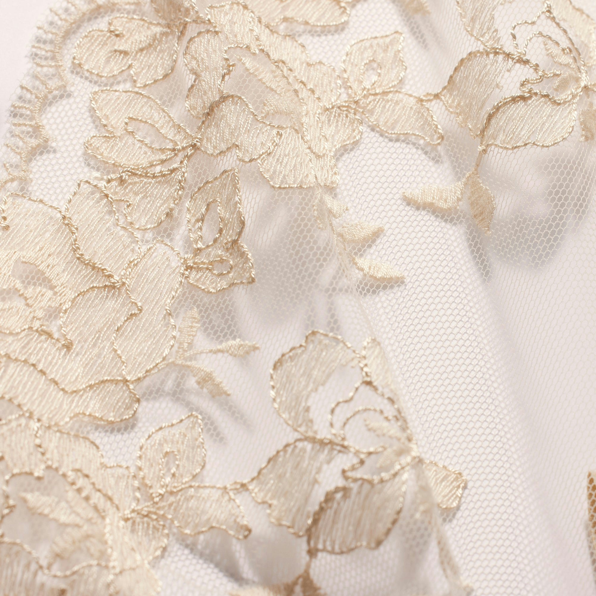 EMBROIDERED LINGERIE FRONT CLOSE UNLINED BRA | CHAMPAGNE ADDITIONAL FABRIC DETAILS