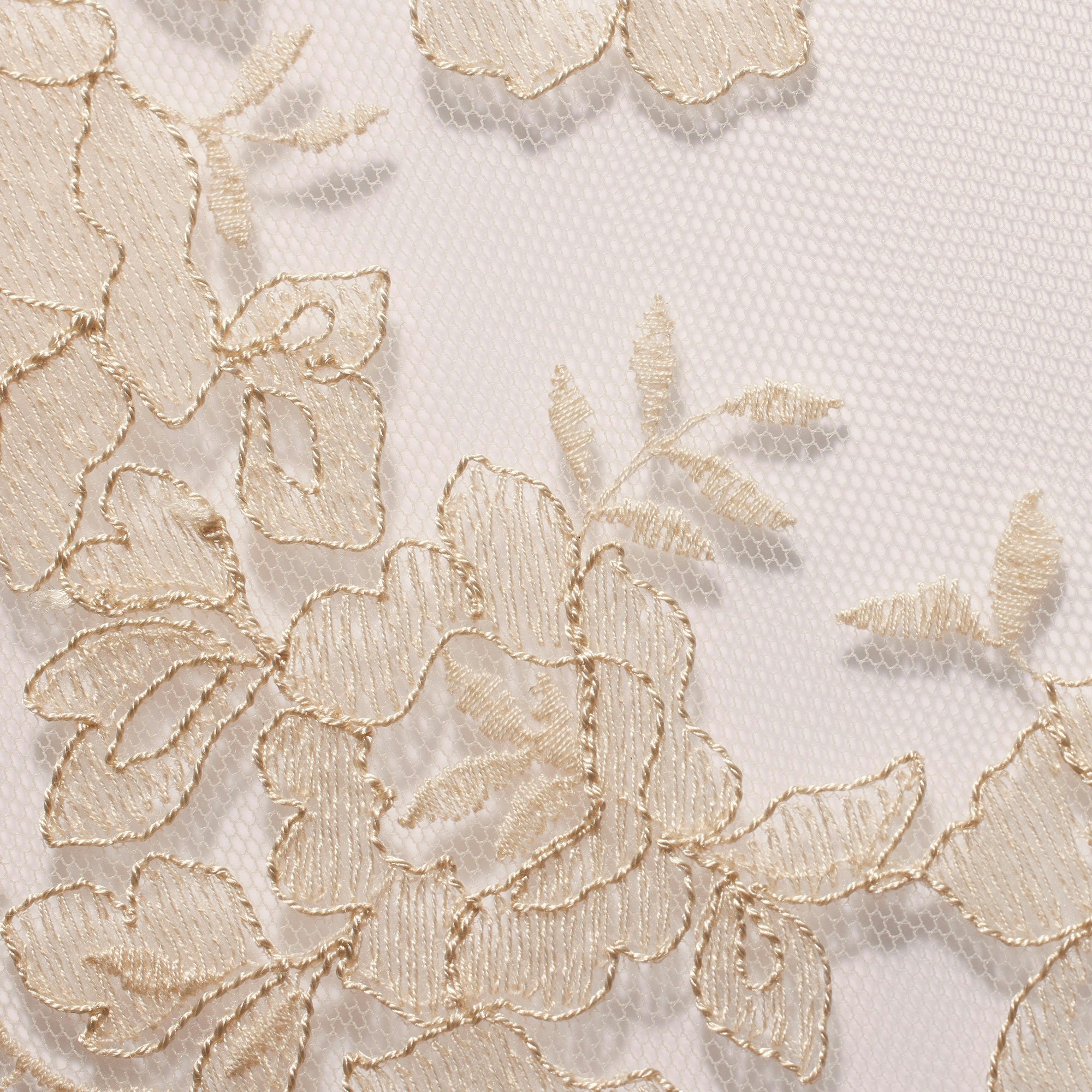 EMBROIDERED LINGERIE UNLINED CROTCHLESS TEDDY | CHAMPAGNE ADDITIONAL FABRIC DETAILS