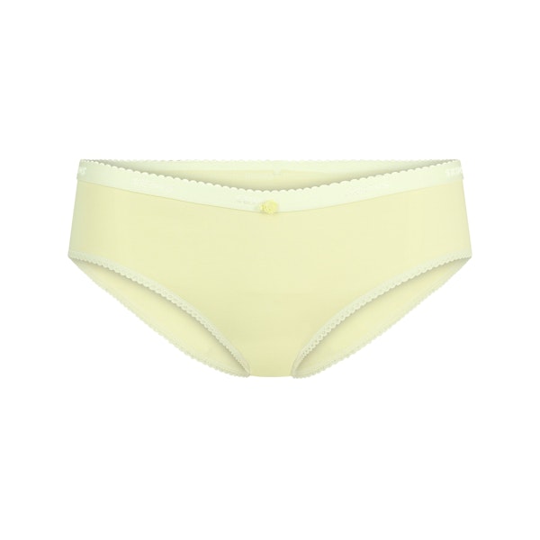 LIGHTWEIGHT COTTON LOGO PICOT HIPSTER | CITRON FLAT ON A WHITE BACKGROUND | FLT