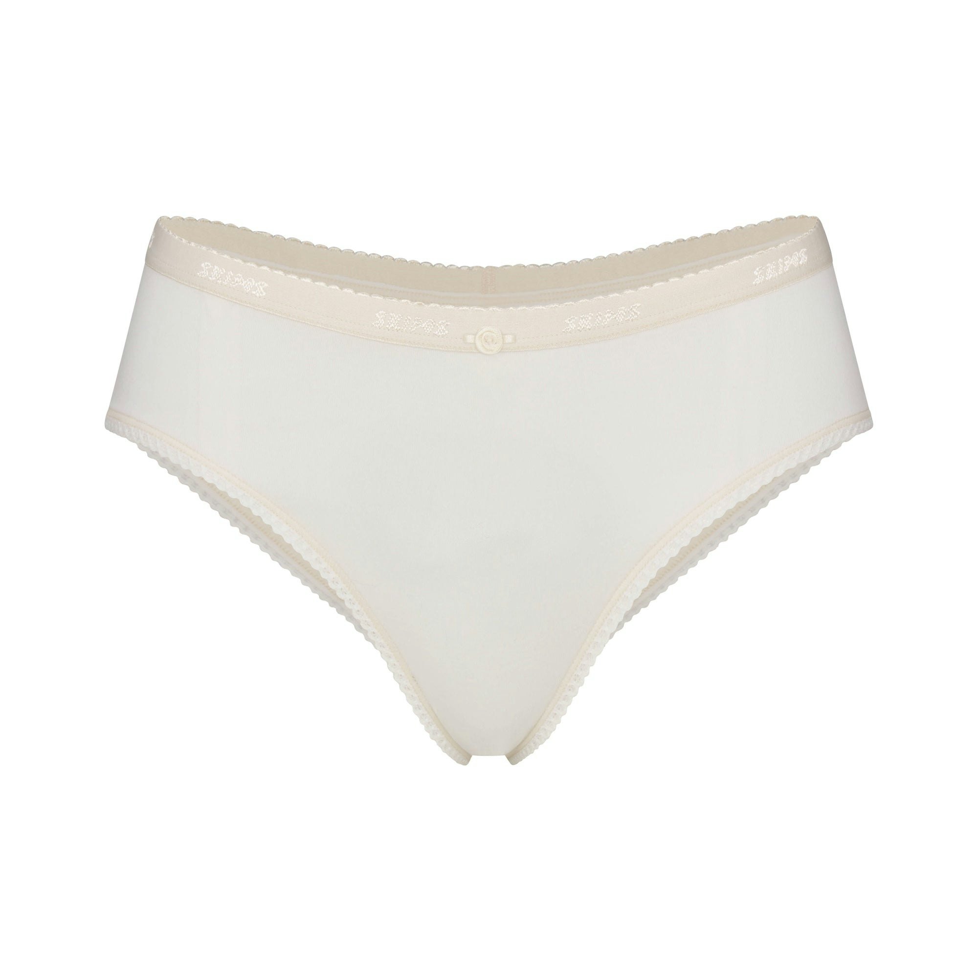 LIGHTWEIGHT COTTON LOGO PICOT HIPSTER | MARBLE FLAT ON A WHITE BACKGROUND | FLT