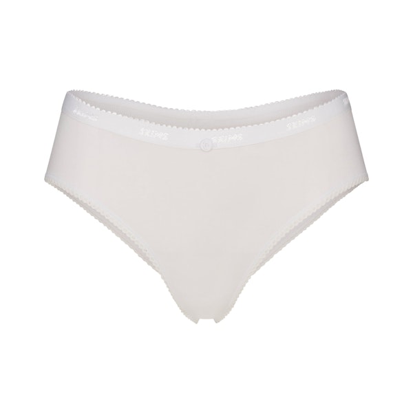 LIGHTWEIGHT COTTON LOGO PICOT HIPSTER | SNOW FLAT ON A WHITE BACKGROUND | FLT