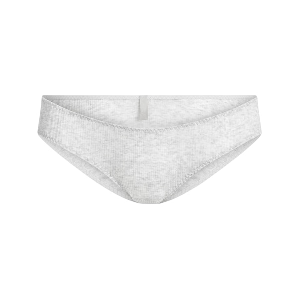 SHEER COTTON LOW RISE HIPSTER | LIGHT HEATHER GREY FLAT ON A WHITE BACKGROUND | FLT