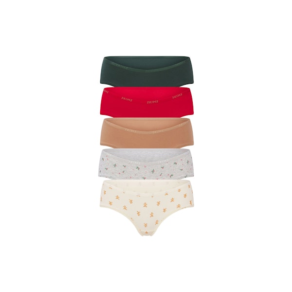 COTTON LOGO HIPSTER 5-PACK | SPRUCE MULTI FLAT ON A WHITE BACKGROUND | FLT | FOCUS: 0.0, 1.0, 0.9