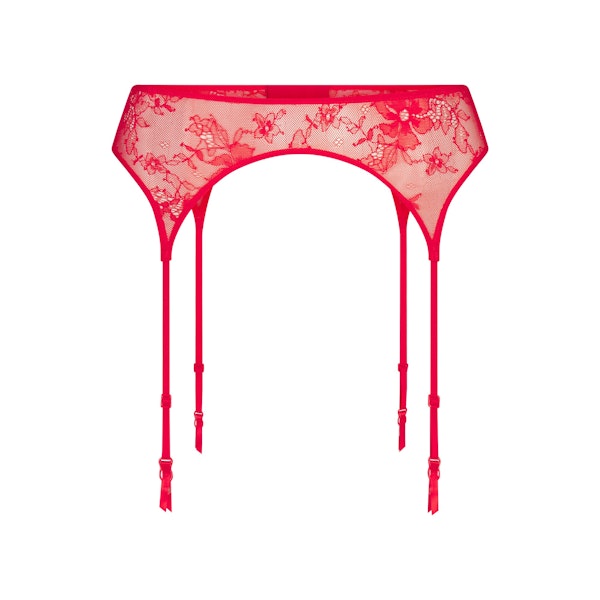 ULTRA FINE LACE GARTER BELT | RUBY FLAT ON A WHITE BACKGROUND | FLT