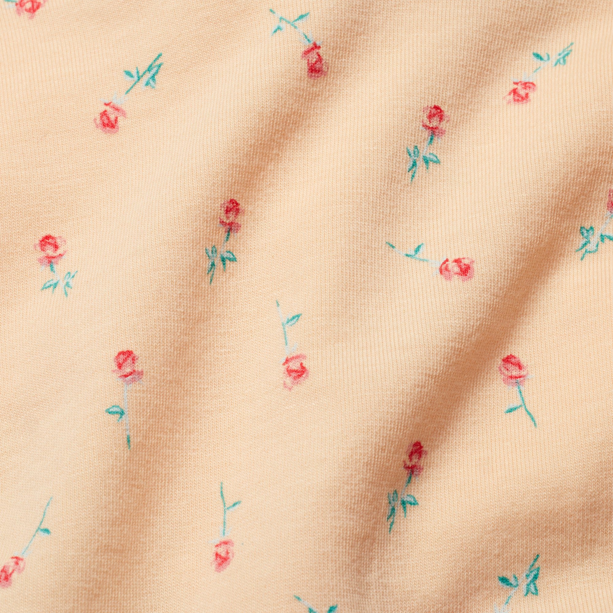 LIGHTWEIGHT COTTON LOGO PICOT THONG | PEACH VINTAGE ROSE PRINT ADDITIONAL FABRIC DETAILS