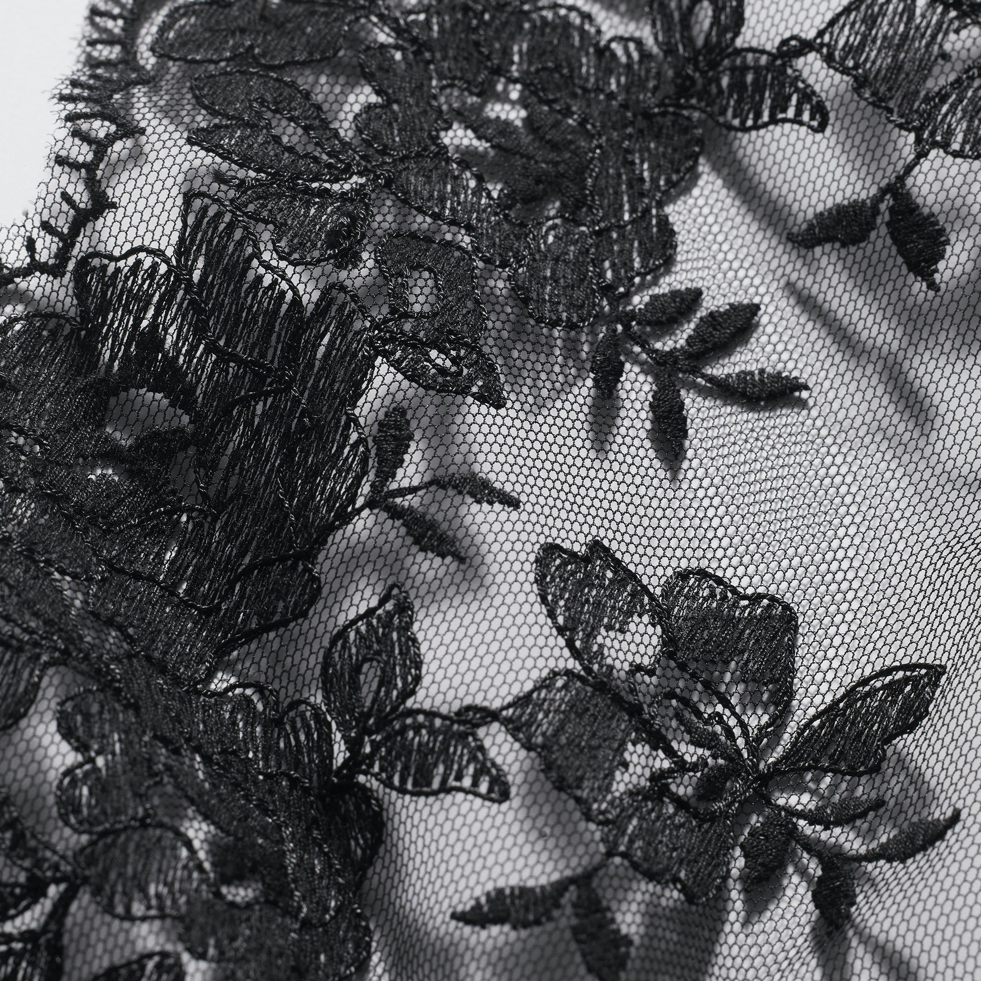 EMBROIDERED LINGERIE UNLINED CORSET | ONYX ADDITIONAL FABRIC DETAILS