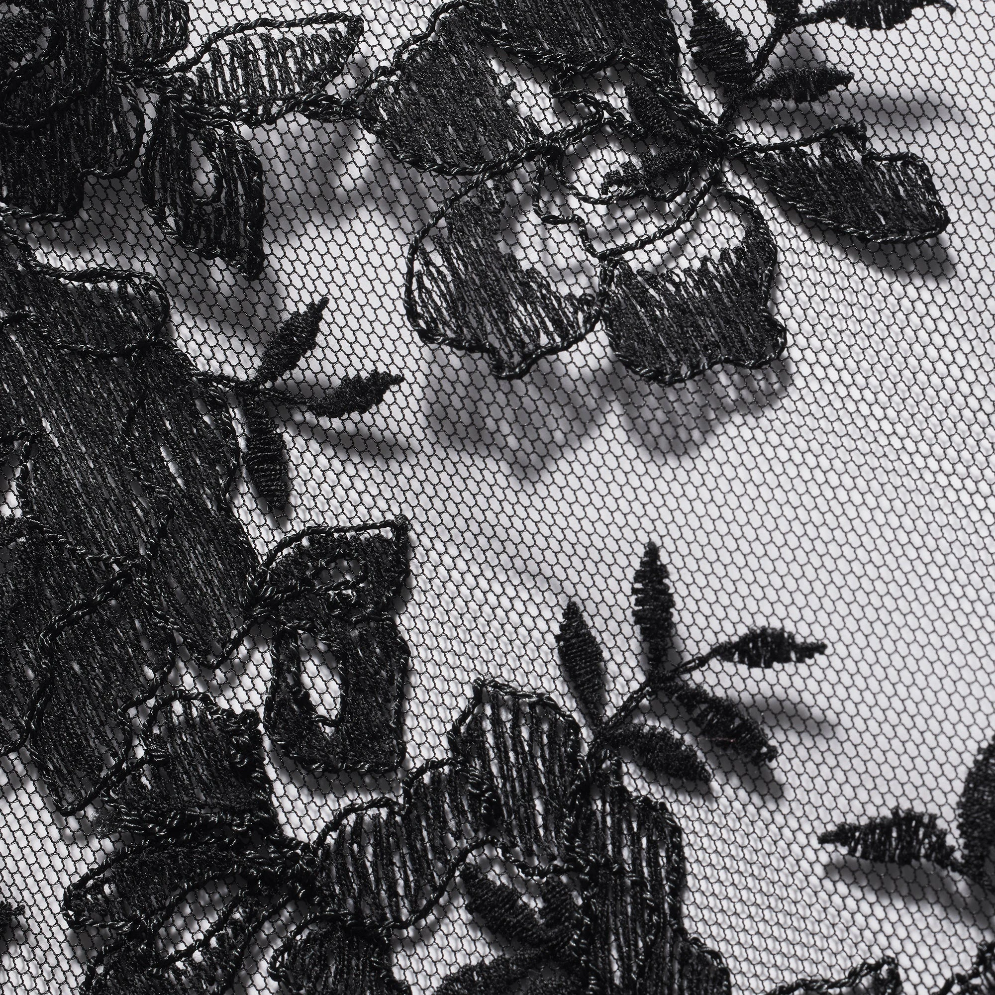 EMBROIDERED LINGERIE UNLINED CROTCHLESS TEDDY | ONYX ADDITIONAL FABRIC DETAILS