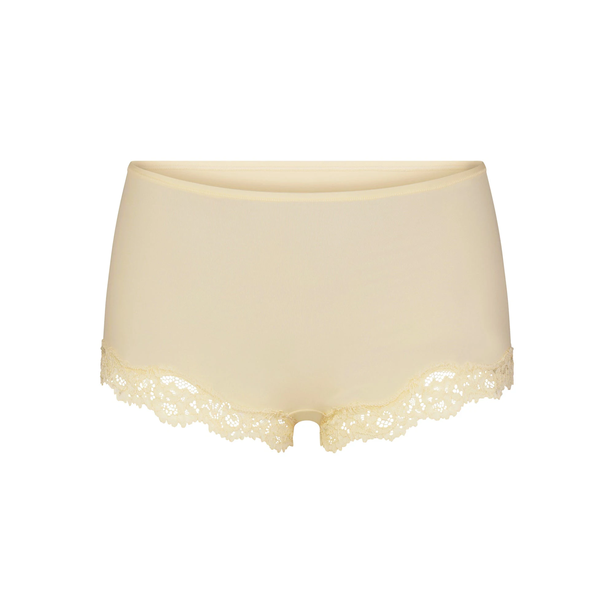 FITS EVERYBODY LACE BOY SHORT | BUTTER (BOY SHORTS, PANTIES) LAYS FLAT ON A WHITE BACKGROUND