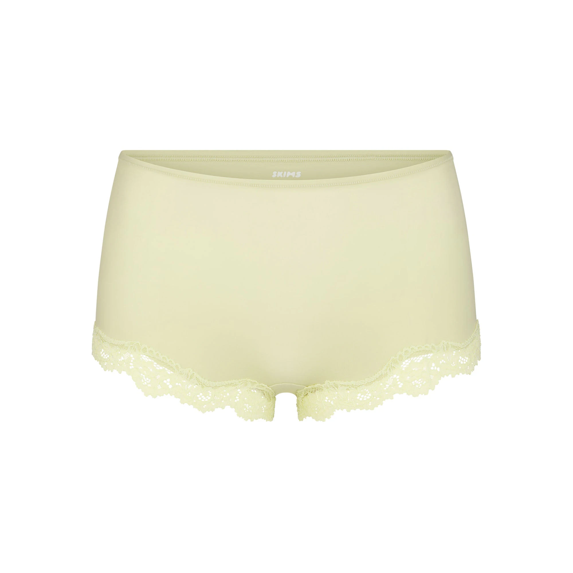 FITS EVERYBODY LACE BOY SHORT | SAGE (BOY SHORTS, PANTIES) FLAT ON A WHITE BACKGROUND