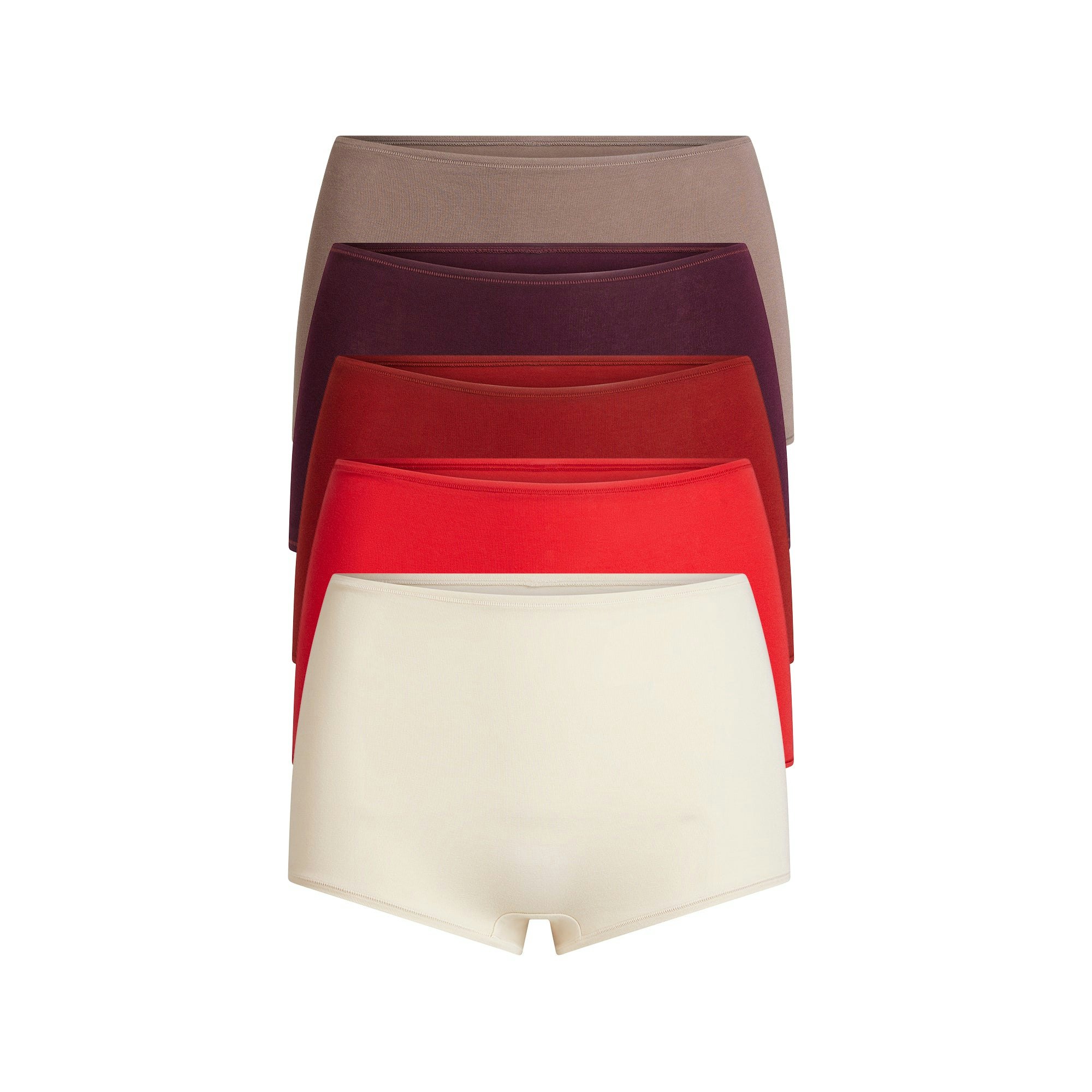 COTTON JERSEY BOY SHORT 5-PACK | CURRANT MULTI FLAT ON A WHITE BACKGROUND | FLT @ | FOCUS: 0.9, 0.1, 0.7