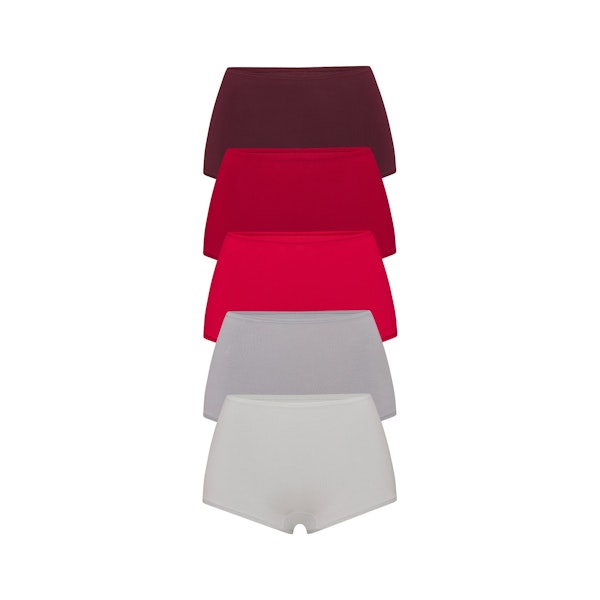 COTTON JERSEY BOY SHORT 5-PACK | CRANBERRY MULTI | FOCUS: 0.0, 1.0, 0.9