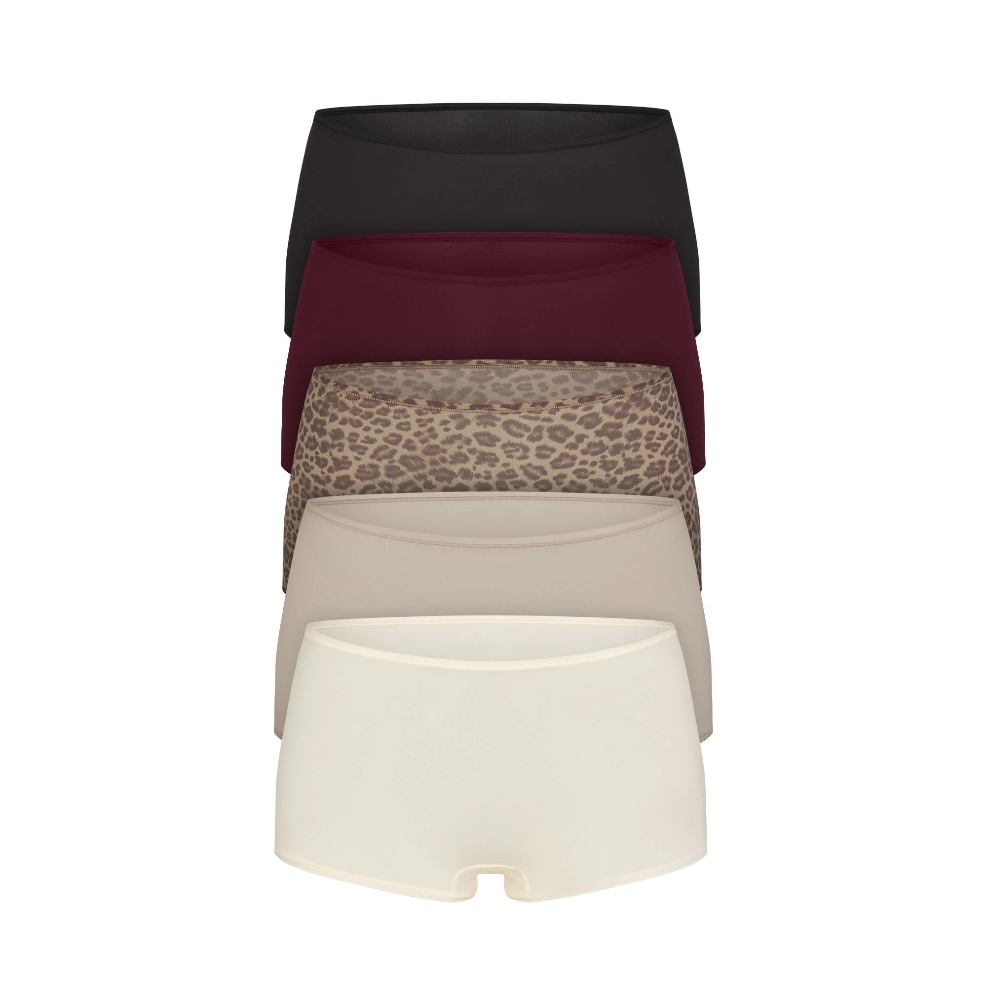 FITS EVERYBODY BOY SHORT 5-PACK | DESERT LEOPARD MULTI & LAYS FLAT ON A WHITE BACKGROUND | FLT