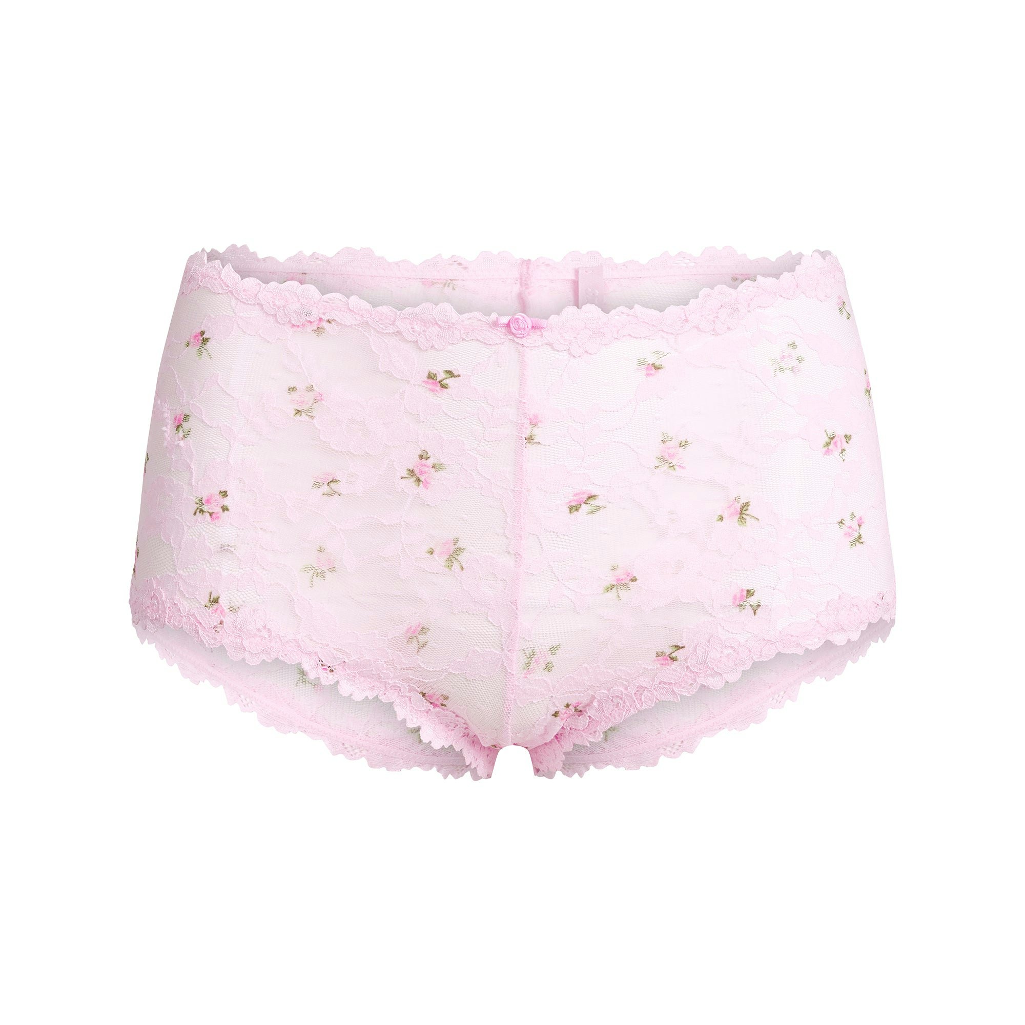 STRETCH LACE BOY SHORT | CHERRY BLOSSOM ROSEBUD PRINT FLAT ON A WHITE BACKGROUND | FLT