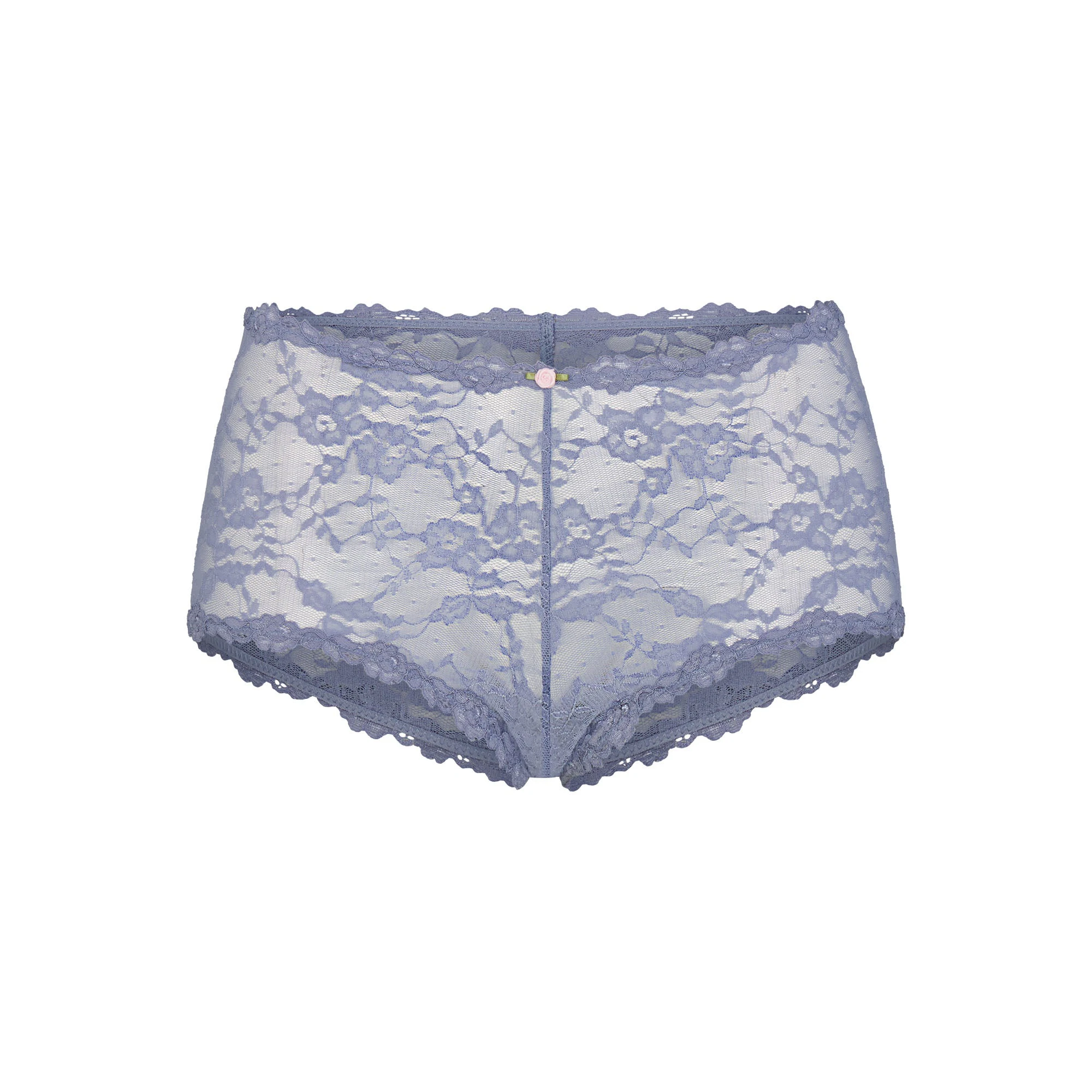 STRETCH LACE BOY SHORT | SLATE & LAYS FLAT ON A WHITE BACKGROUND | FLT