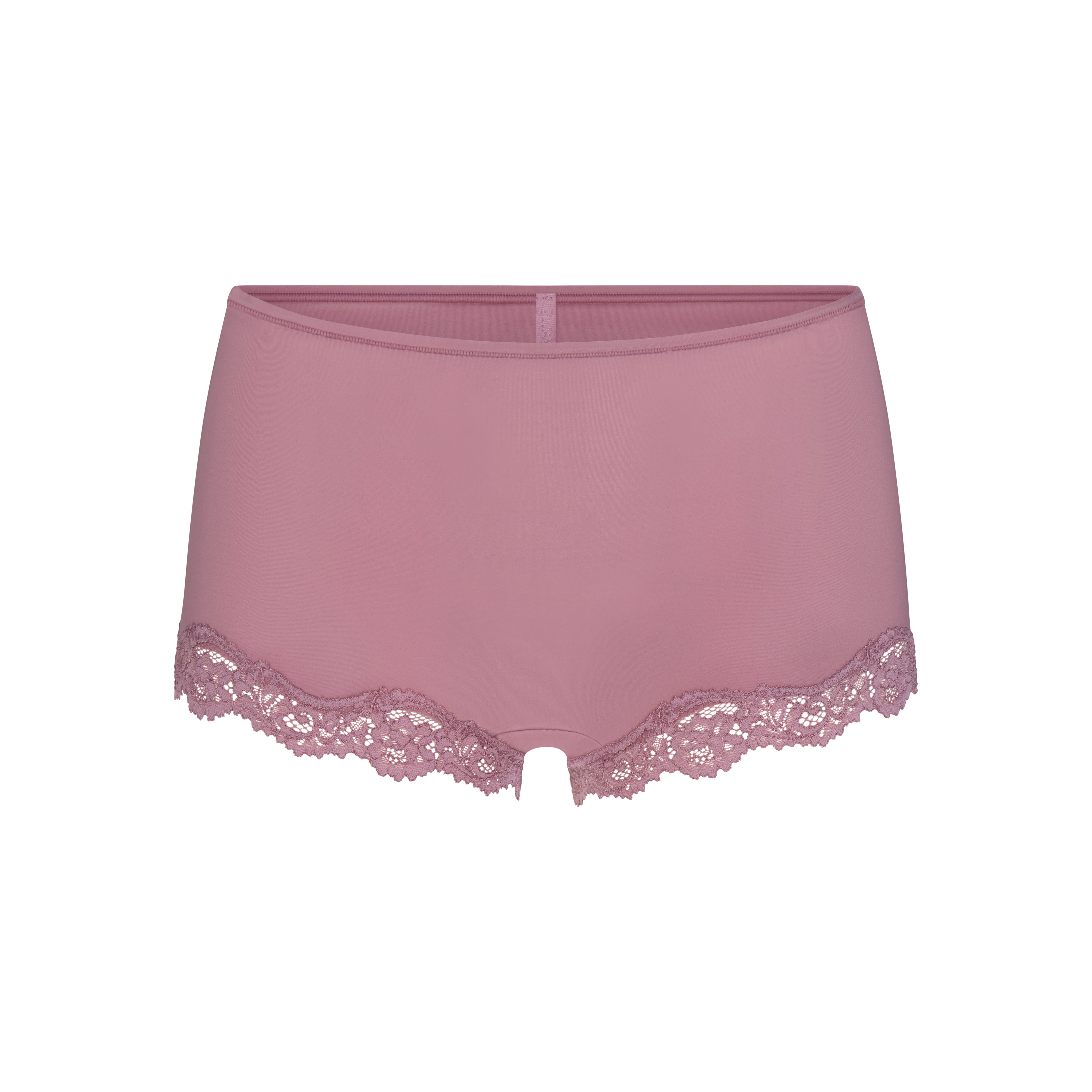 FITS EVERYBODY LACE BOY SHORT | MUTED MAUVE FLAT ON A WHITE BACKGROUND | FLT
