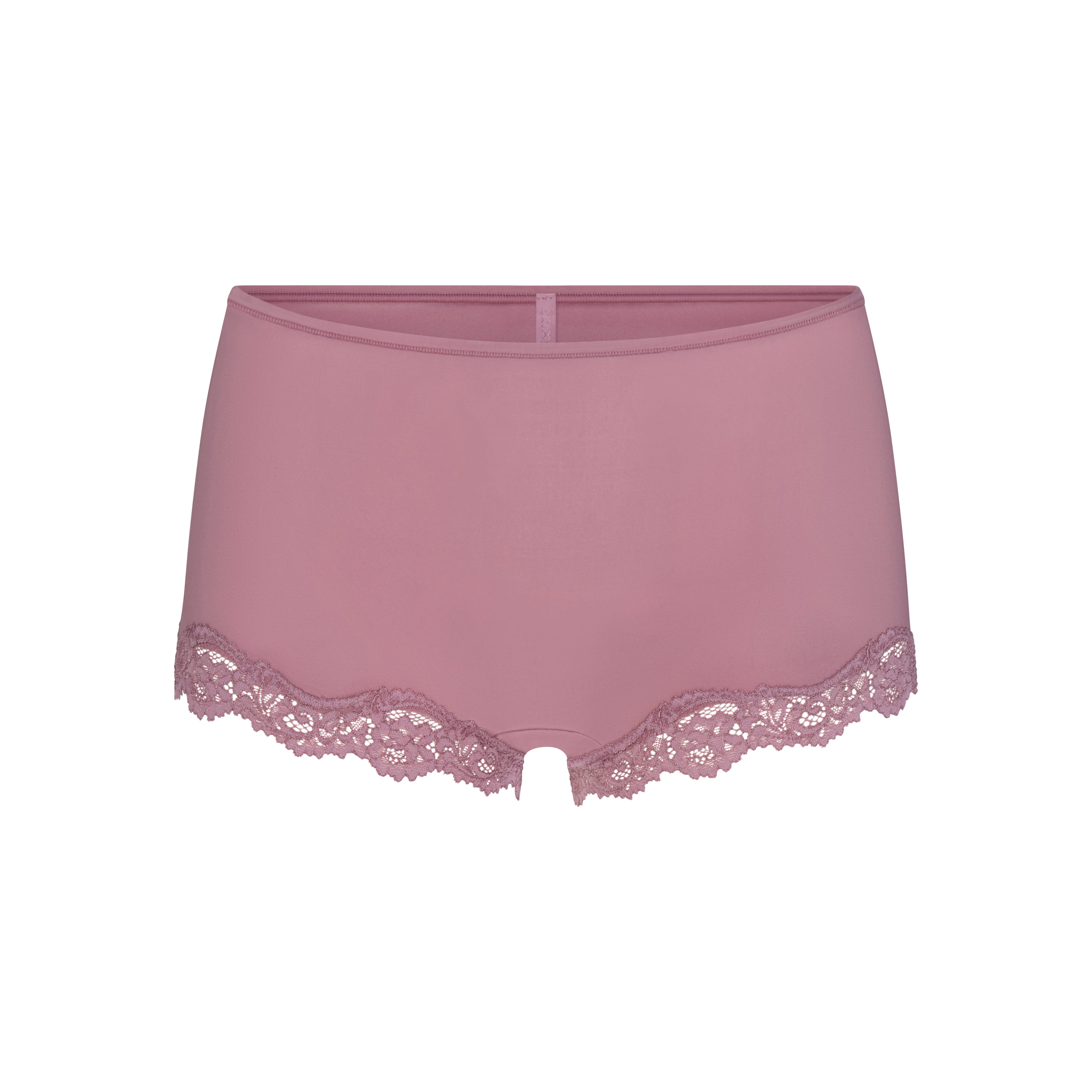 FITS EVERYBODY LACE BOY SHORT | MUTED MAUVE FLAT ON A WHITE BACKGROUND | FLT