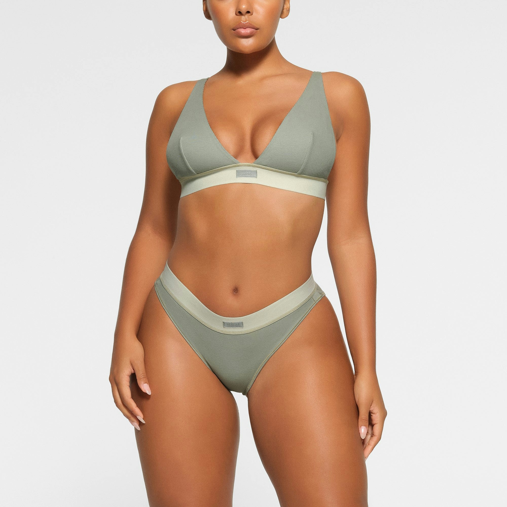 COTTON RIB BRIEF WORN BY A MODEL IN FRONT VIEW