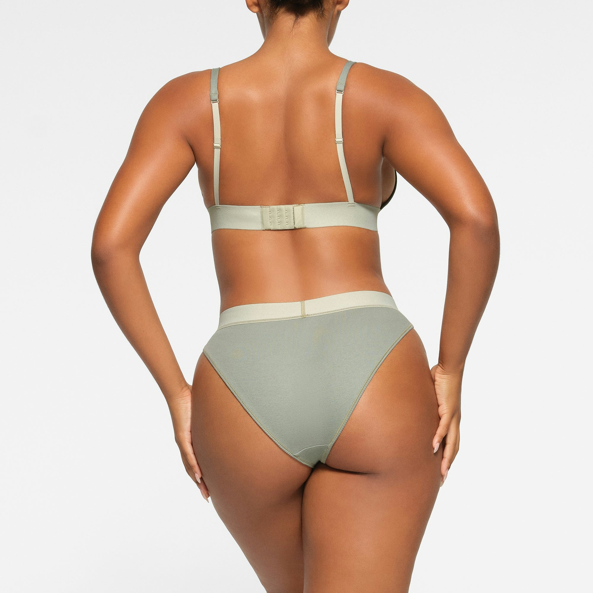COTTON RIB BRIEF WORN BY A MODEL IN BACK VIEW 