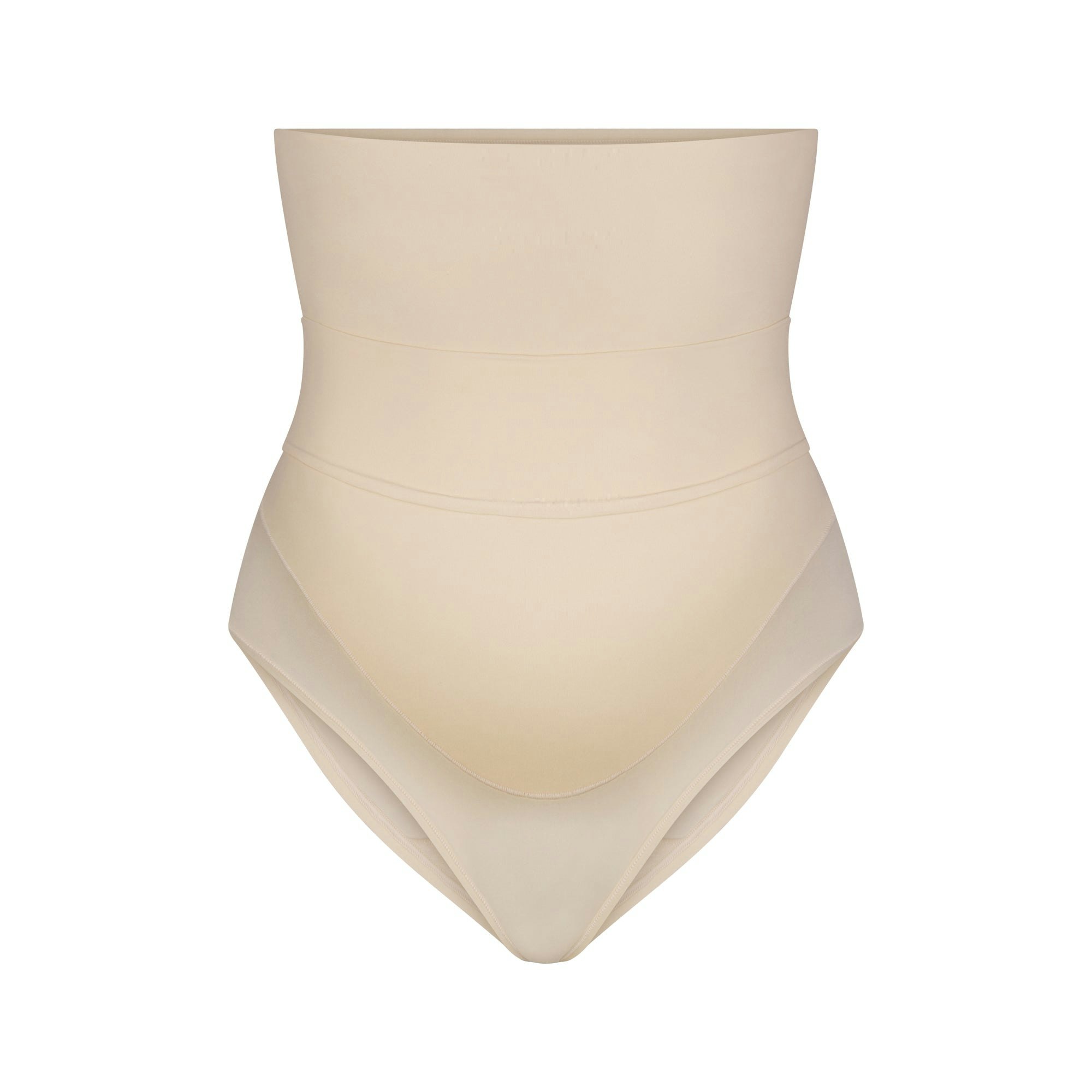 FITS EVERYBODY MATERNITY BANDED HIGH-WAISTED BRIEF | SAND (BRIEFS, PANTIES) LAYS FLAT ON A WHITE BACKGROUND | FLT