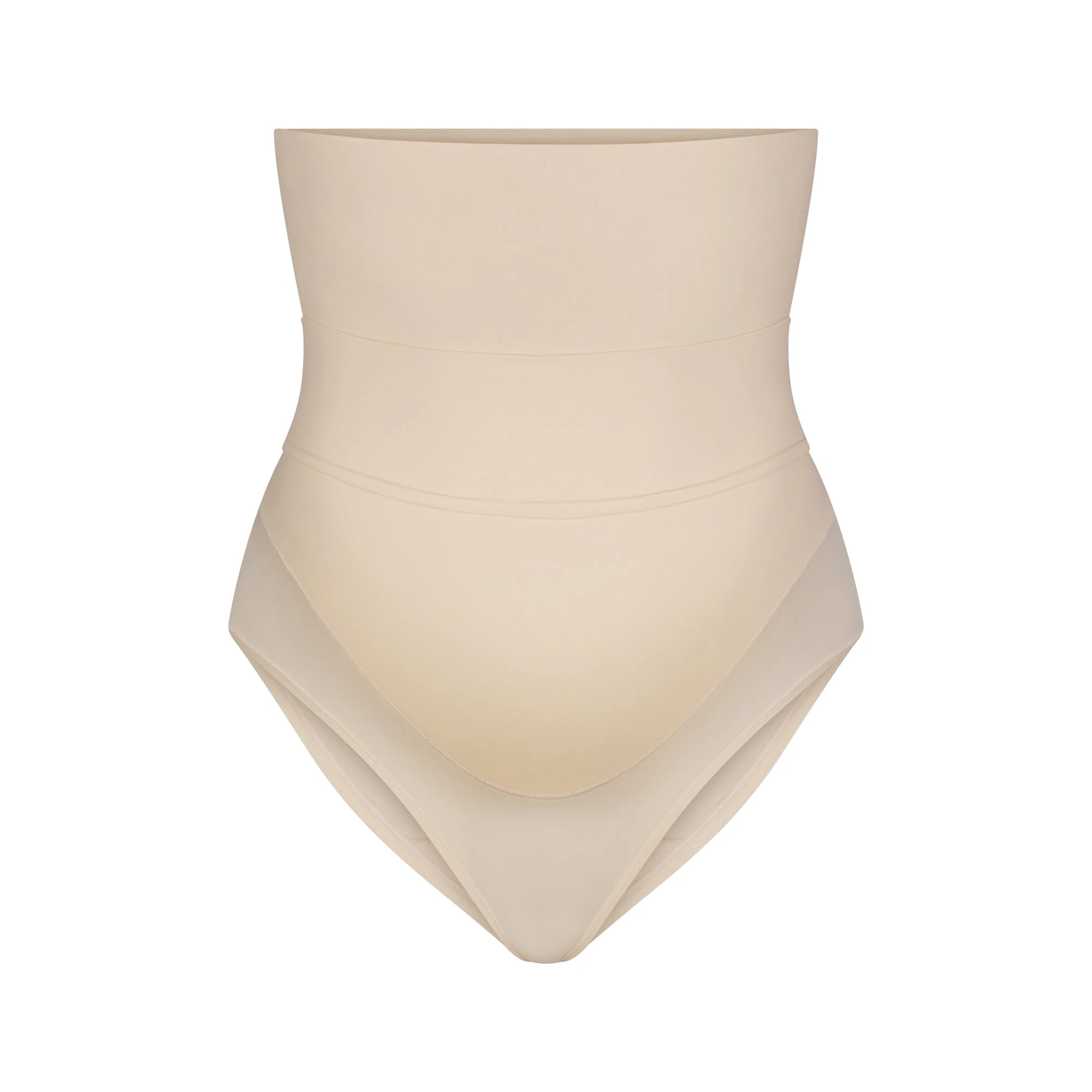 FITS EVERYBODY MATERNITY BANDED HIGH-WAISTED BRIEF | SAND (BRIEFS, PANTIES) LAYS FLAT ON A WHITE BACKGROUND | FLT
