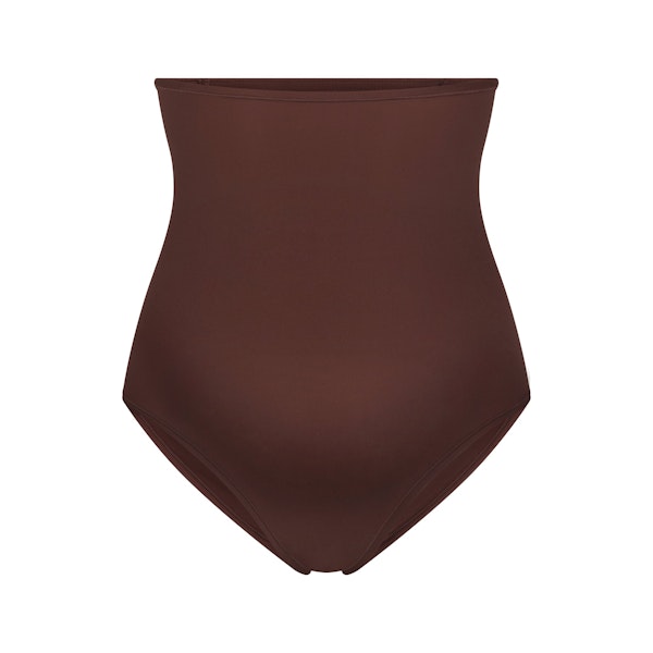 FITS EVERYBODY MATERNITY HIGH-WAISTED BRIEF | COCOA (BRIEFS, PANTIES) LAYS FLAT ON A WHITE BACKGROUND | FLT