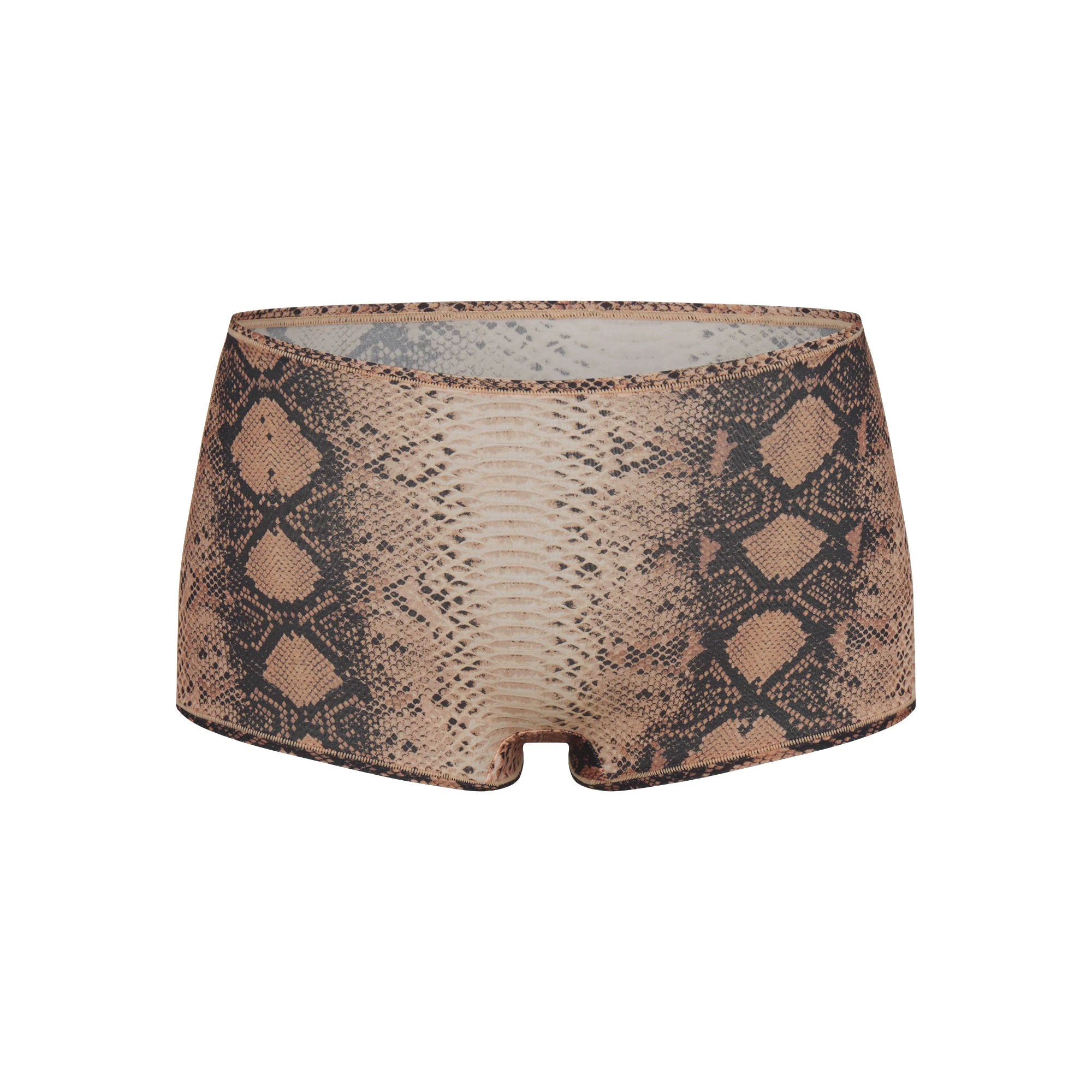 FITS EVERYBODY BOY SHORT | CLAY SNAKESKIN PRINT (BOY SHORTS) FLAT ON A WHITE BACKGROUND | FLT