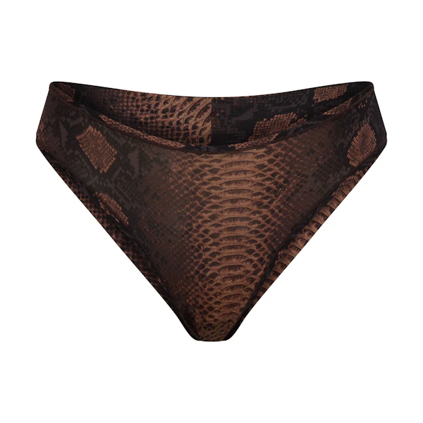 SHINE FOUNDATIONS CHEEKY BRIEF | ESPRESSO SNAKESKIN PRINT (BRIEFS) FLAT ON A WHITE BACKGROUND | FLT