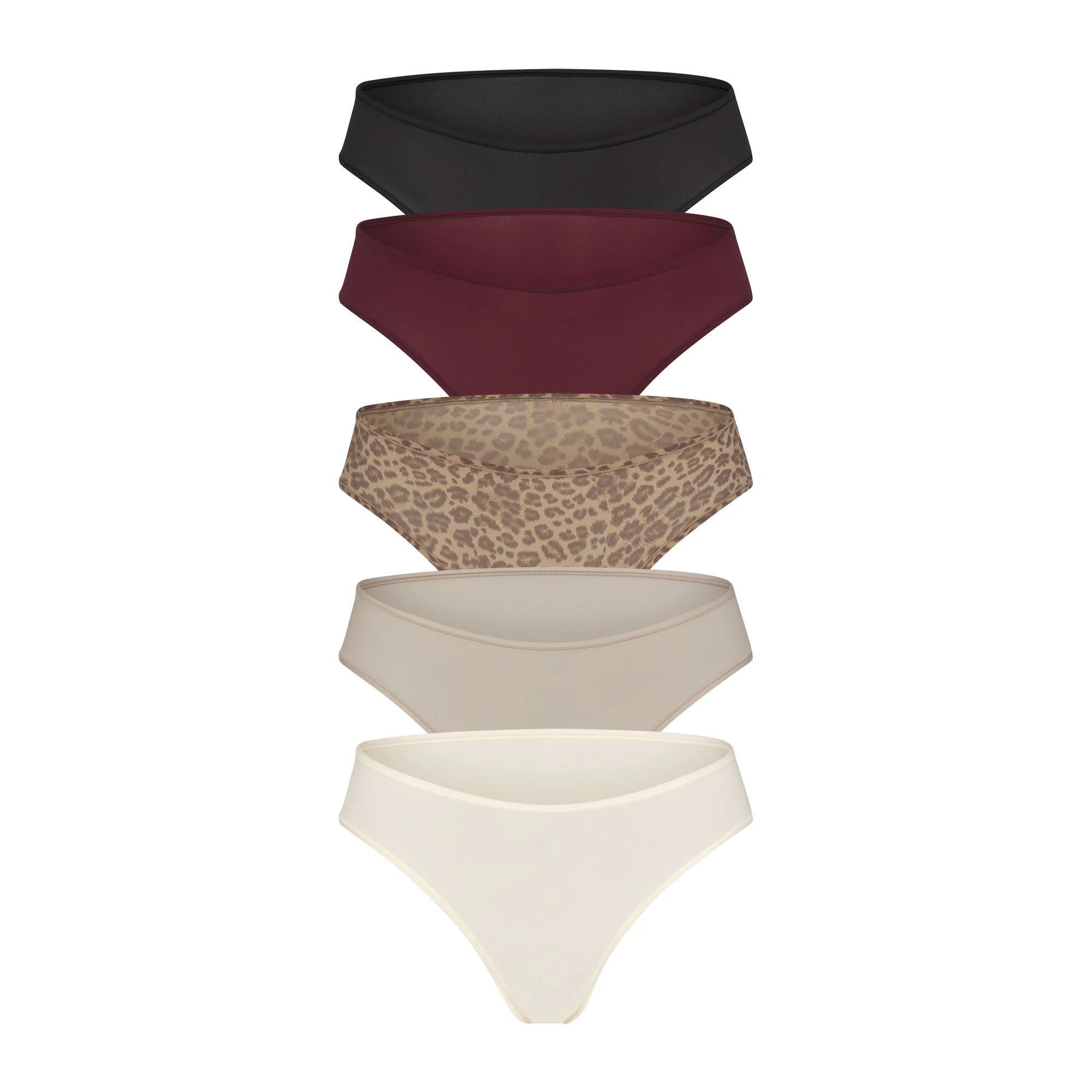 FITS EVERYBODY CHEEKY BRIEF 5-PACK | DESERT LEOPARD MULTI & LAYS FLAT ON A WHITE BACKGROUND | FLT