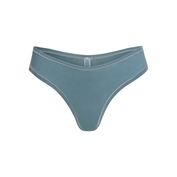 COTTON JERSEY DIPPED THONG | KYANITE FLAT ON A WHITE BACKGROUND | FLT