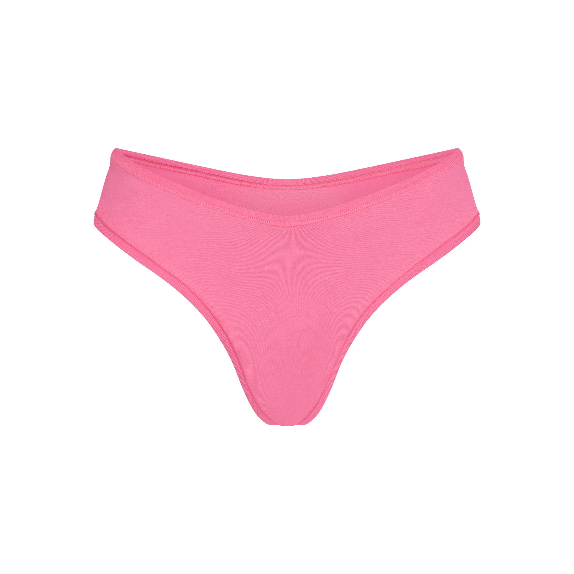 COTTON JERSEY DIPPED THONG | SUGAR PINK(THONGS, PANTIES) FLAT ON A WHITE BACKGROUND | FLT