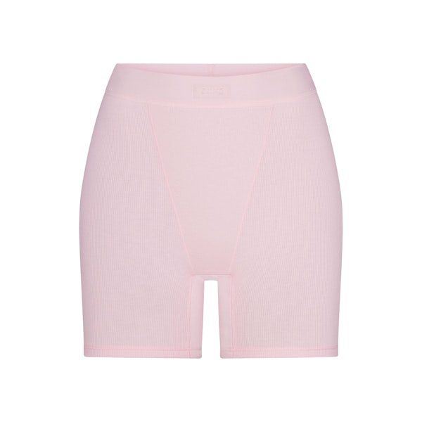 COTTON RIB BOXER | CHERRY BLOSSOM FLAT ON A WHITE BACKGROUND | FLT