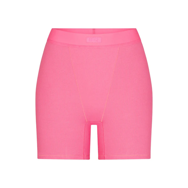 COTTON RIB BOXER | SUGAR PINK(BOXERS, BOTTOMS) FLAT ON A WHITE BACKGROUND | FLT