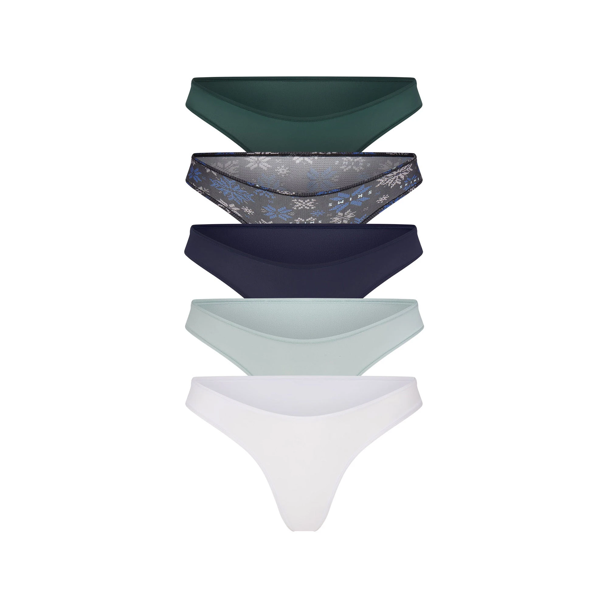 FITS EVERYBODY CHEEKY BRIEF 5-PACK | NAVY SNOW MULTI FLAT ON A WHITE BACKGROUND | FLT