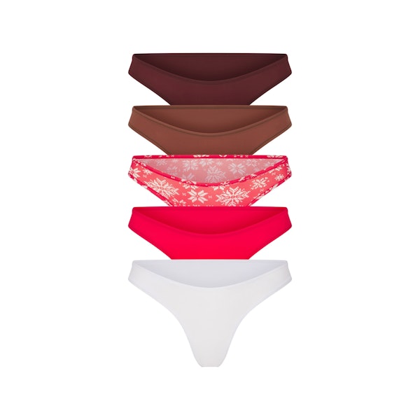 FITS EVERYBODY THONG 5-PACK | BRANDY MULTI FLAT ON A WHITE BACKGROUND | FLT
