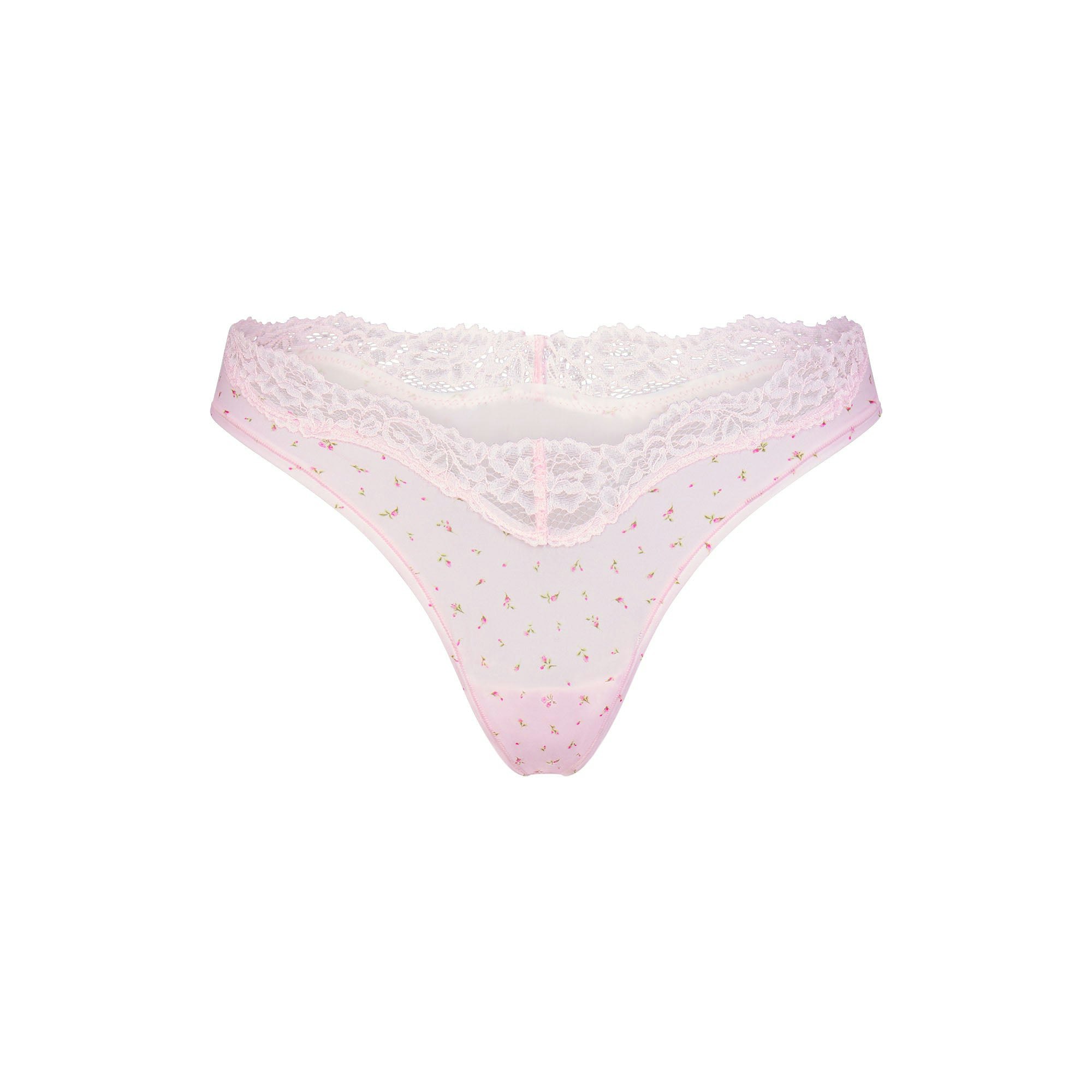 FITS EVERYBODY LACE DIPPED THONG 5-PACK | CHERRY BLOSSOM ROSEBUD MULTI FLAT ON A WHITE BACKGROUND | FLT