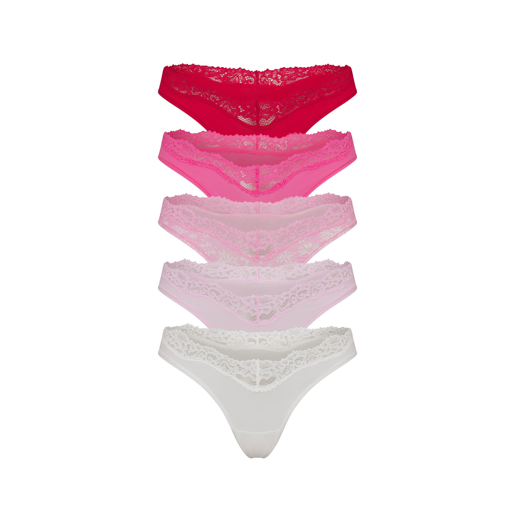 FITS EVERYBODY LACE DIPPED THONG 5-PACK | BUBBLE GUM MULTI