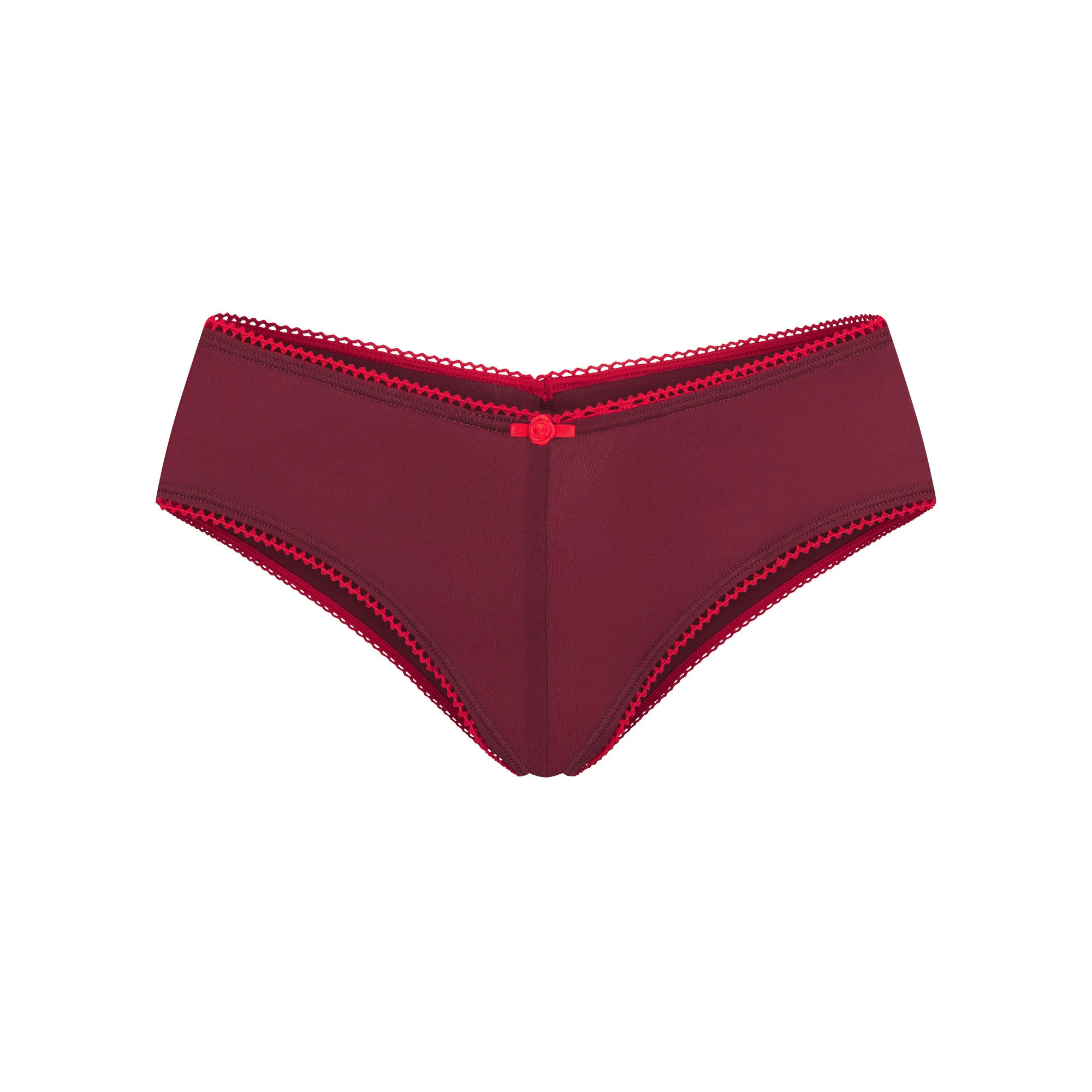 FITS EVERYBODY PICOT TRIM TANGA | WINE (TANGAS) FLAT ON A WHITE BACKGROUND | FLT
