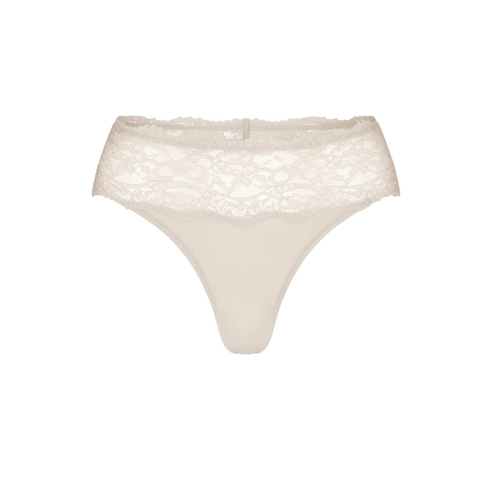 FITS EVERYBODY LACE THONG | STONE(THONGS, PANTIES) FLAT ON A WHITE BACKGROUND | FLT