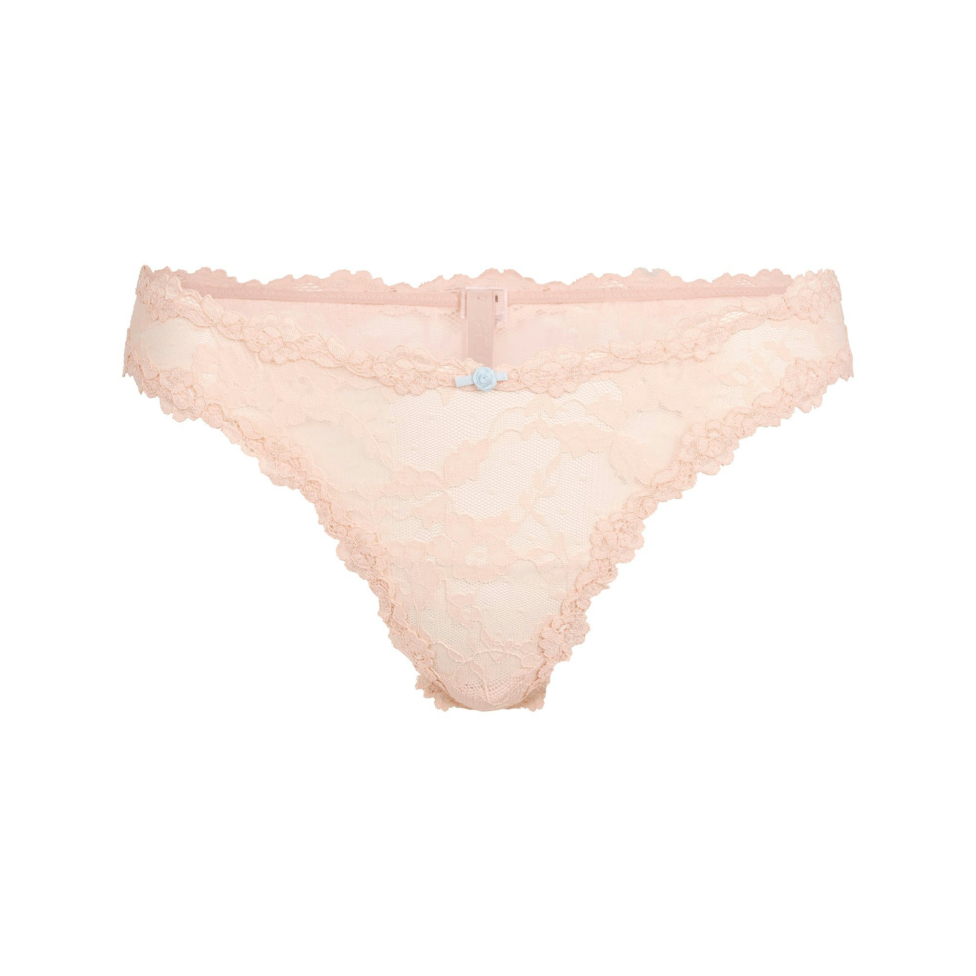 STRETCH LACE DIPPED THONG | PRIMROSE FLAT ON A WHITE BACKGROUND | FLT