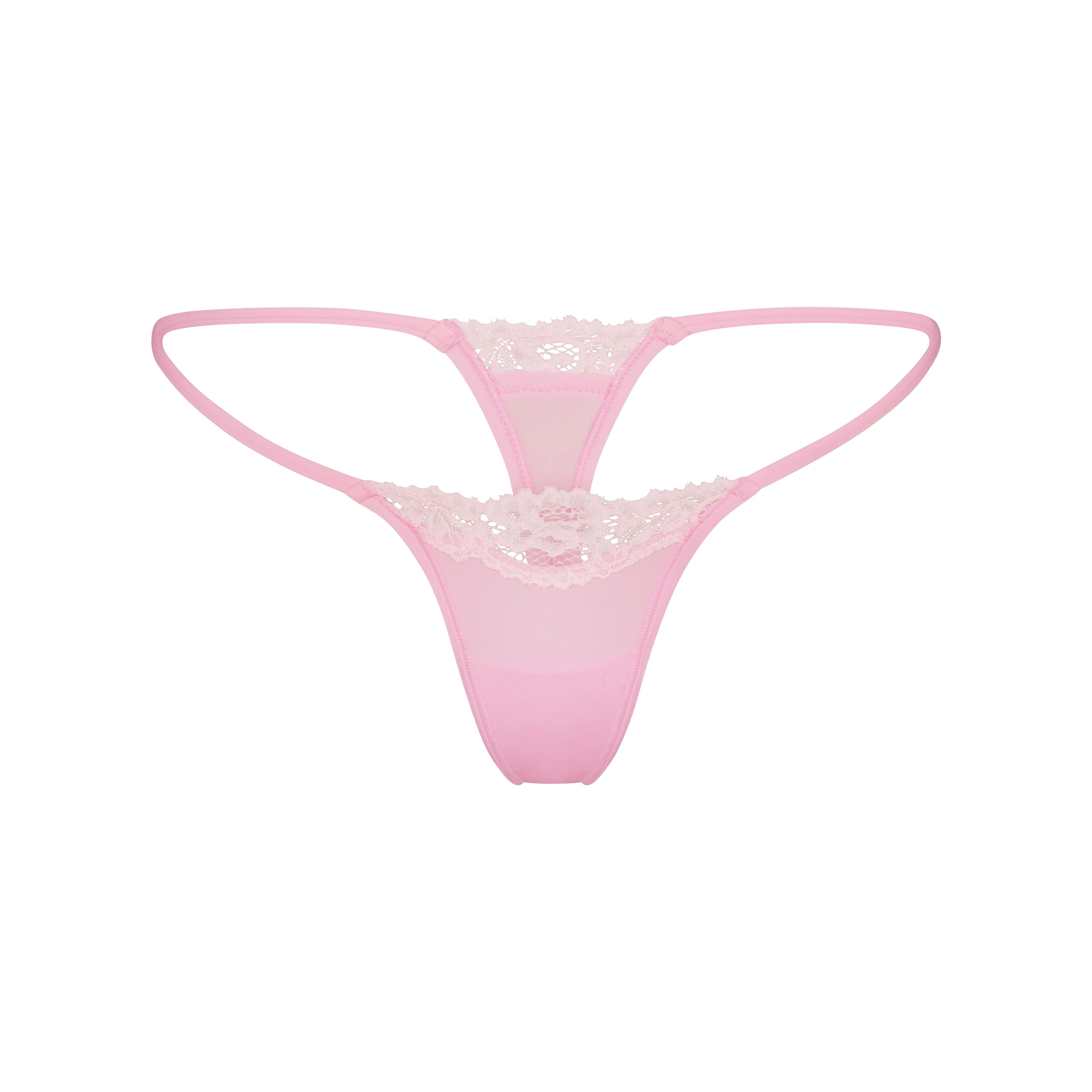 FITS EVERYBODY LACE STRING THONG | BUBBLEGUM TONAL FLAT ON A WHITE BACKGROUND @ | FLT