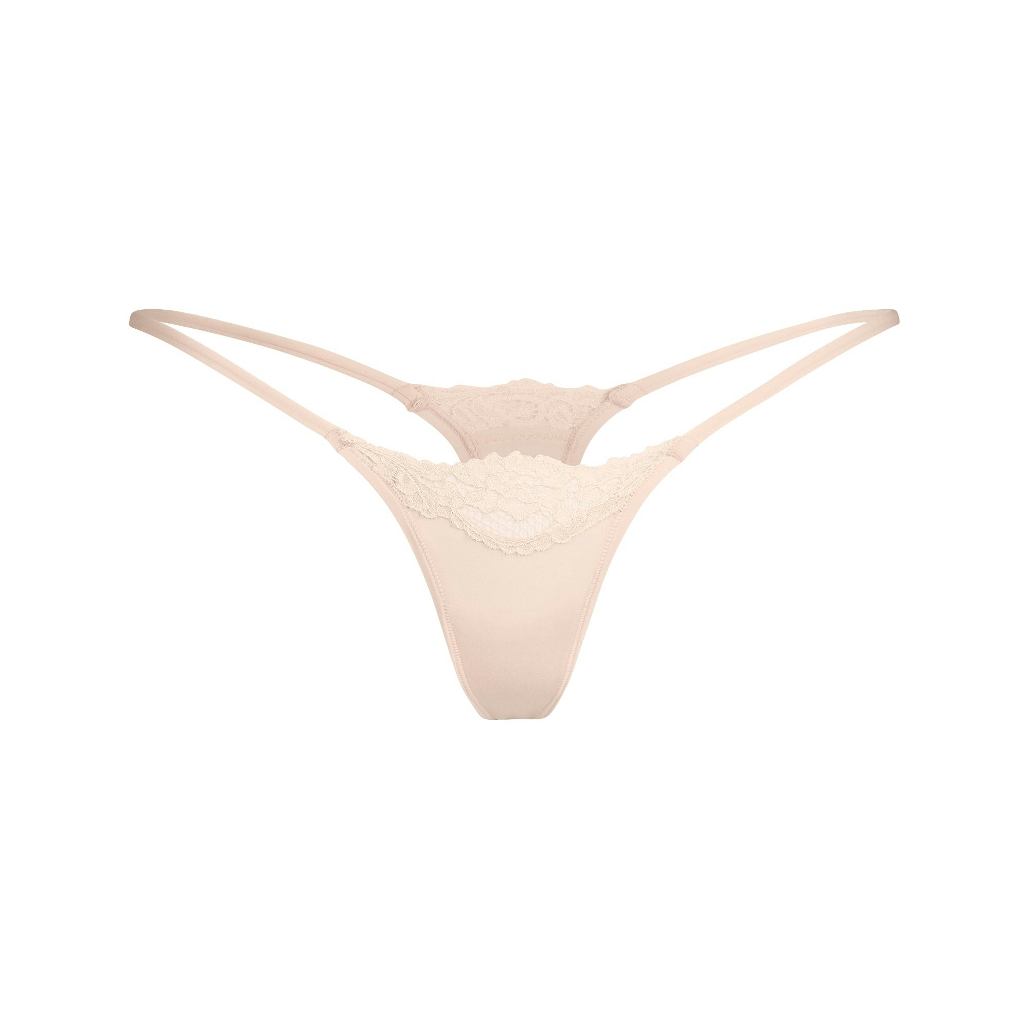 FITS EVERYBODY LACE STRING THONG | PRIMROSE TONAL FLAT ON A WHITE BACKGROUND | FLT