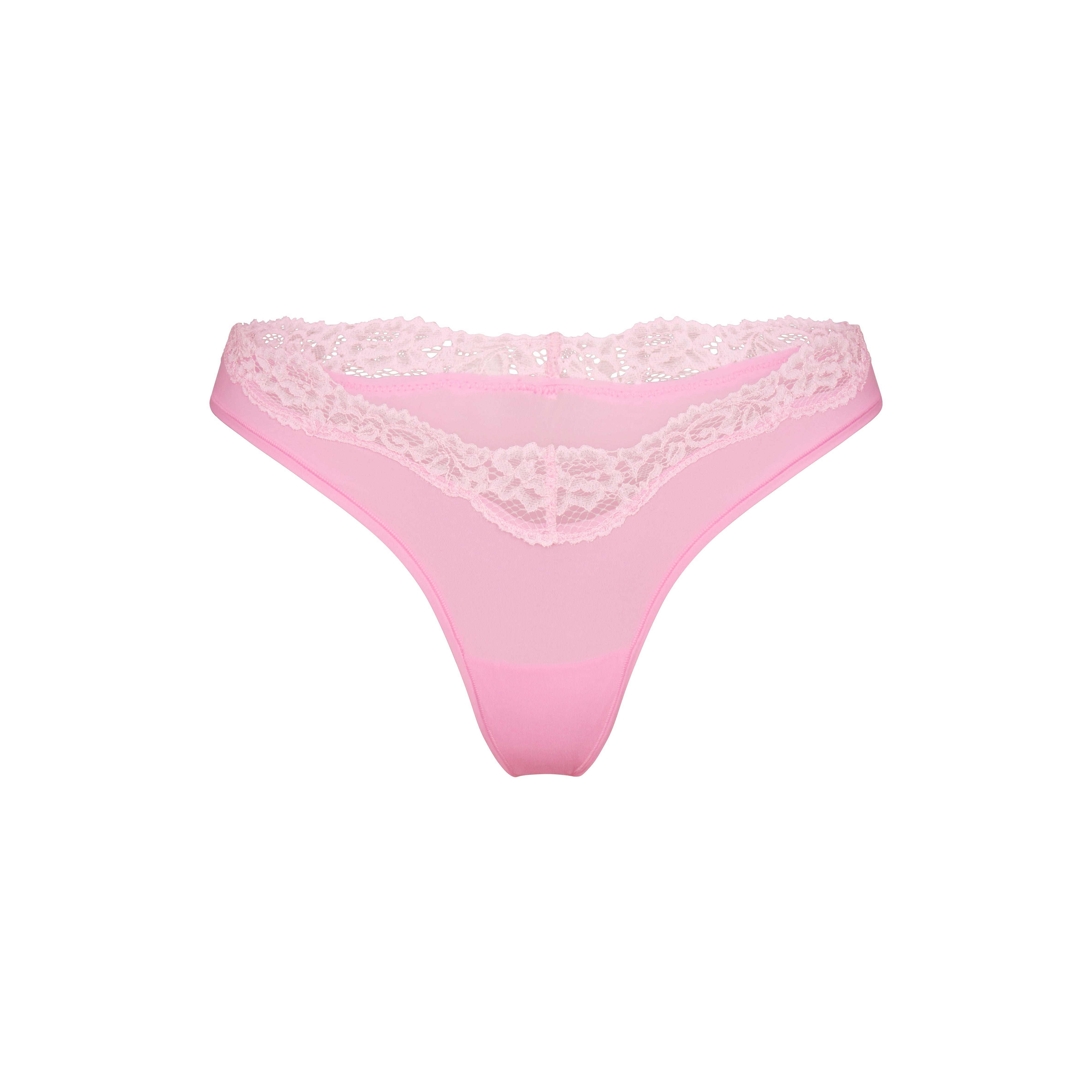 FITS EVERYBODY LACE DIPPED THONG | BUBBLEGUM TONAL FLAT ON A WHITE BACKGROUND @ | FLT