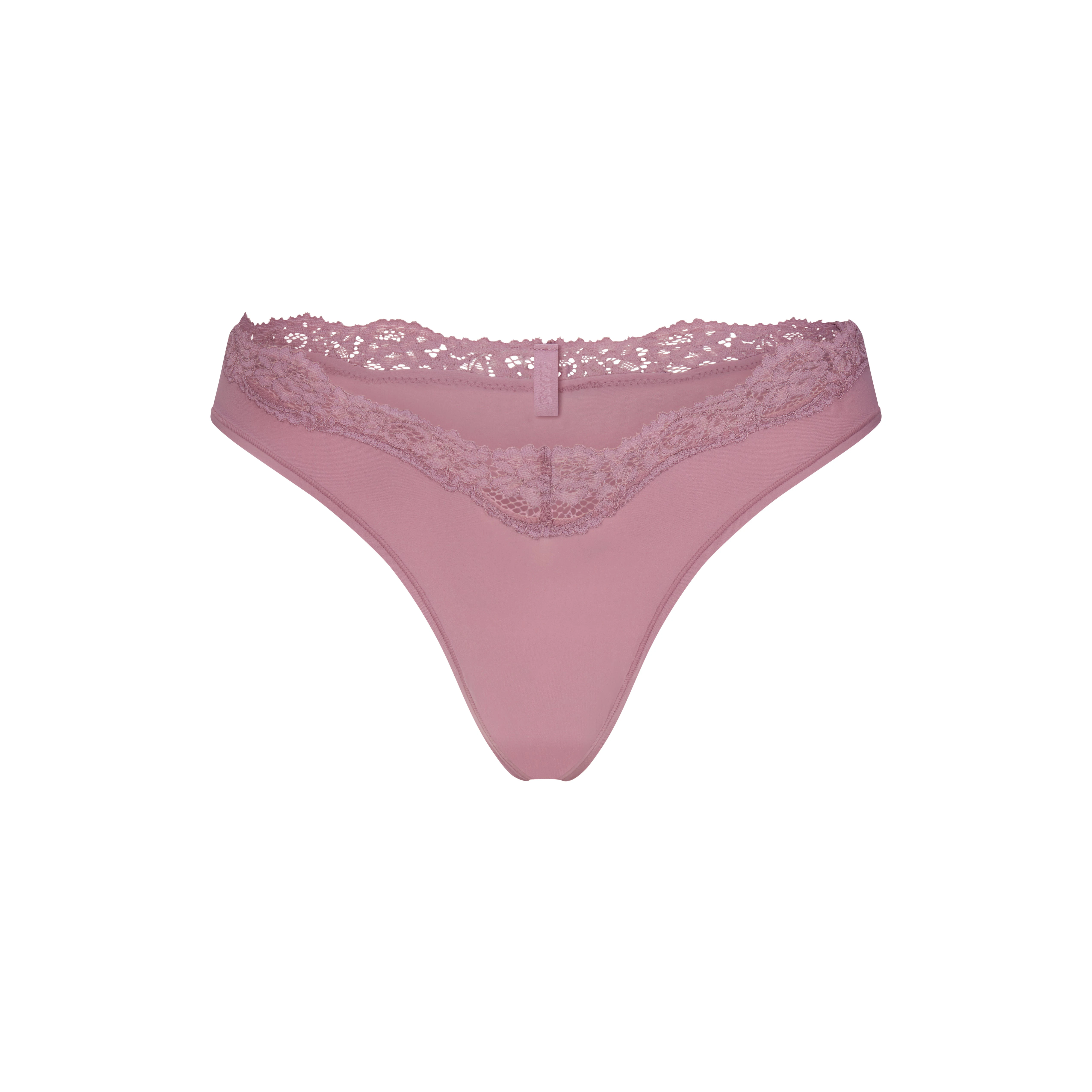 FITS EVERYBODY LACE DIPPED THONG | MUTED MAUVE FLAT ON A WHITE BACKGROUND | FLT