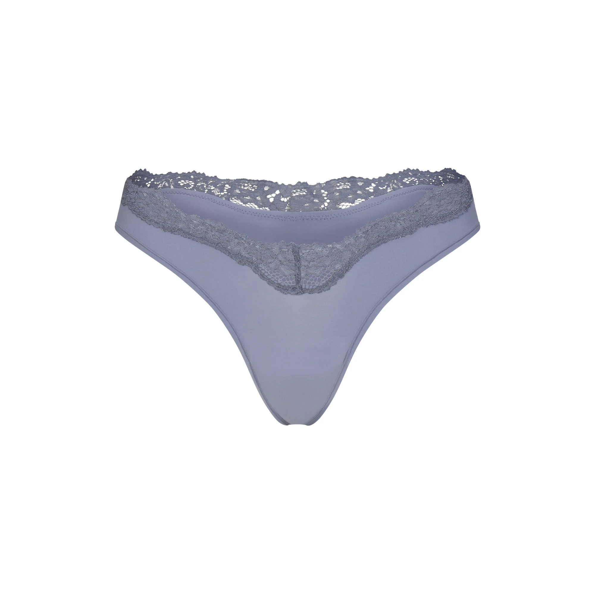 FITS EVERYBODY LACE DIPPED THONG | SLATE TONAL & LAYS FLAT ON A WHITE BACKGROUND | FLT