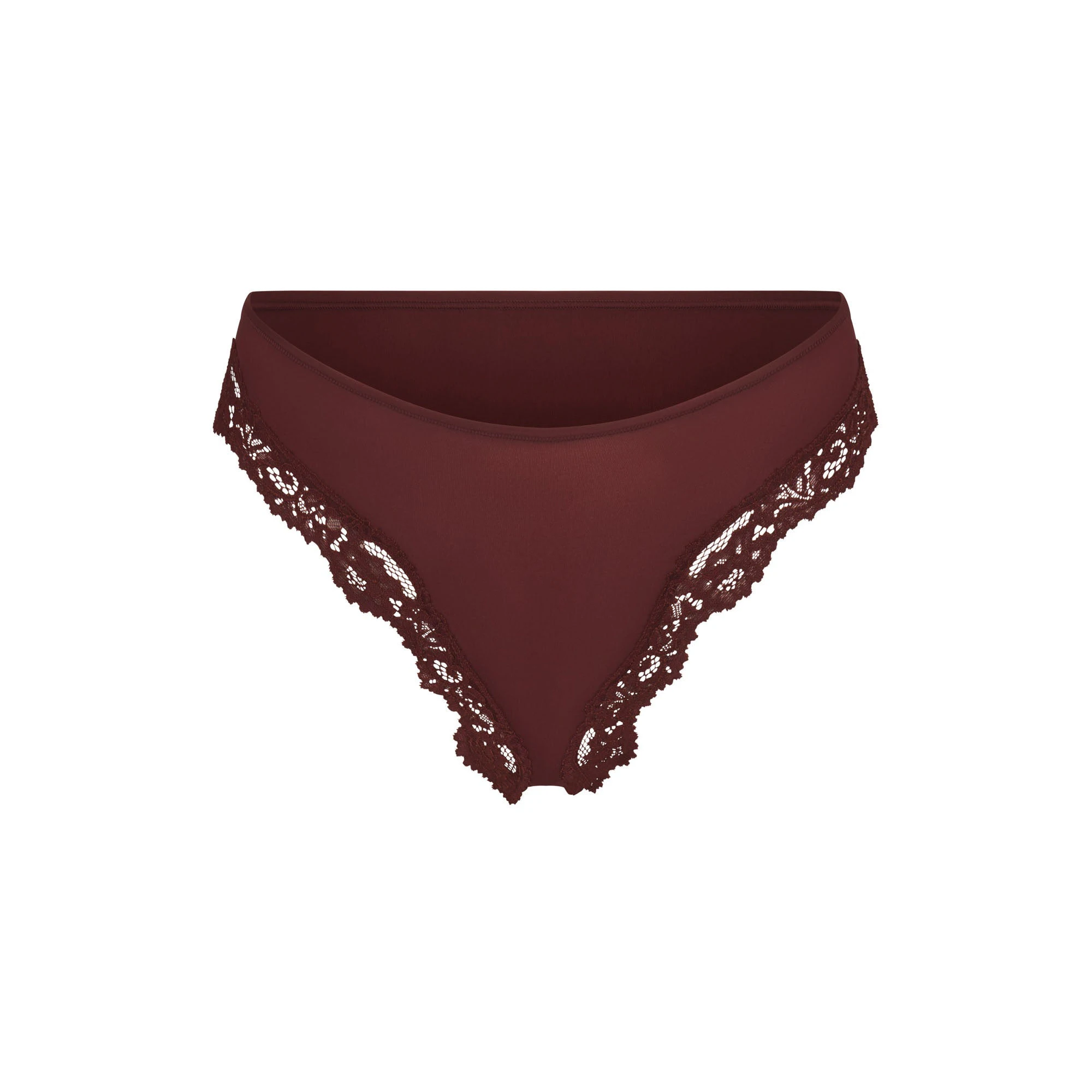 FITS EVERYBODY LACE TANGA | OXBLOOD FLAT ON A WHITE BACKGROUND | FLT