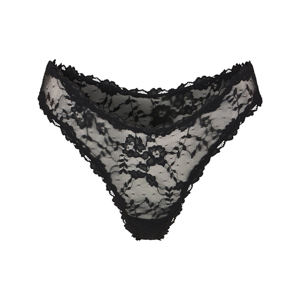 STRETCH LACE DIPPED THONG | SOOT FLAT ON A WHITE BACKGROUND | FLT